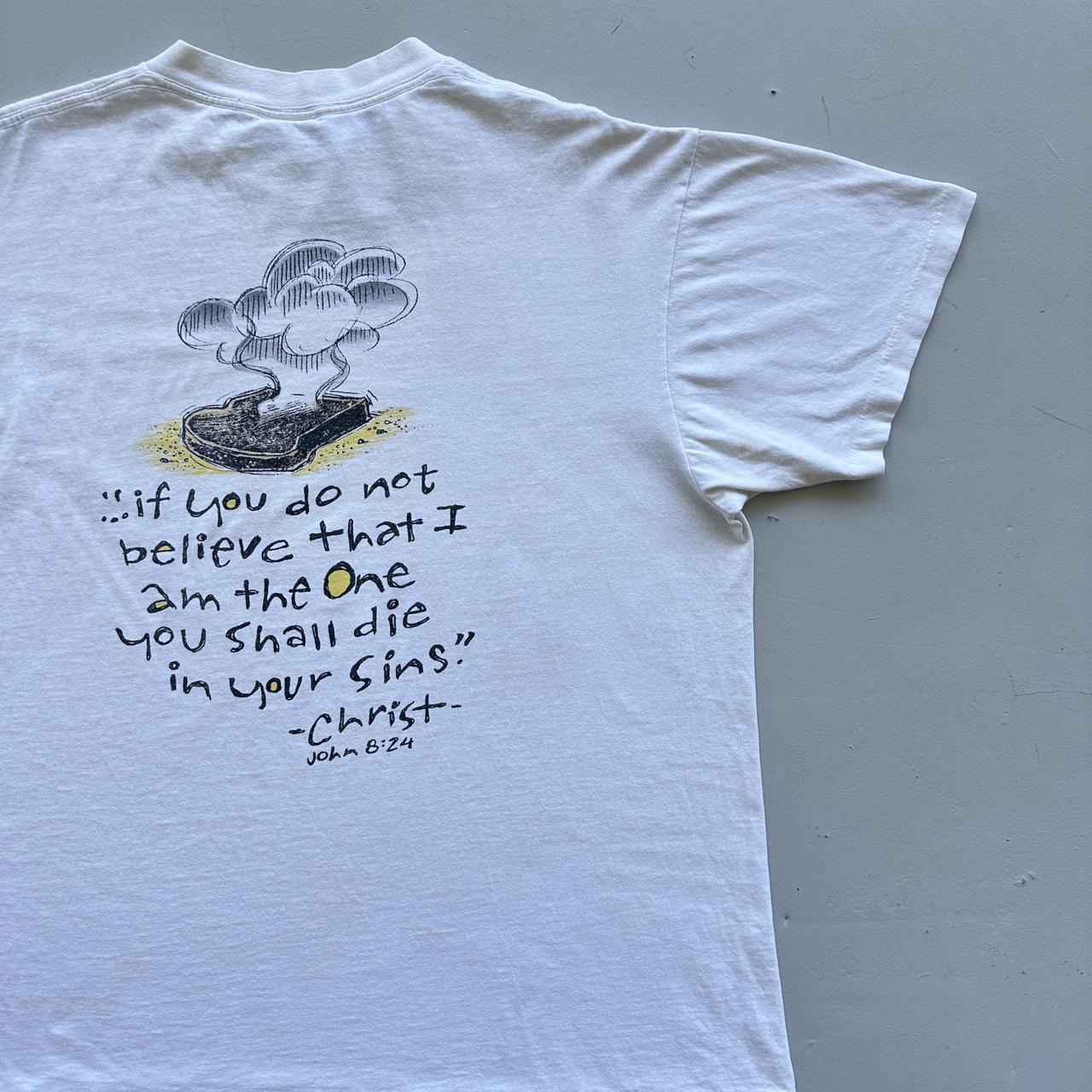 White 90s Religious Christ Vintage T-shirt - XL