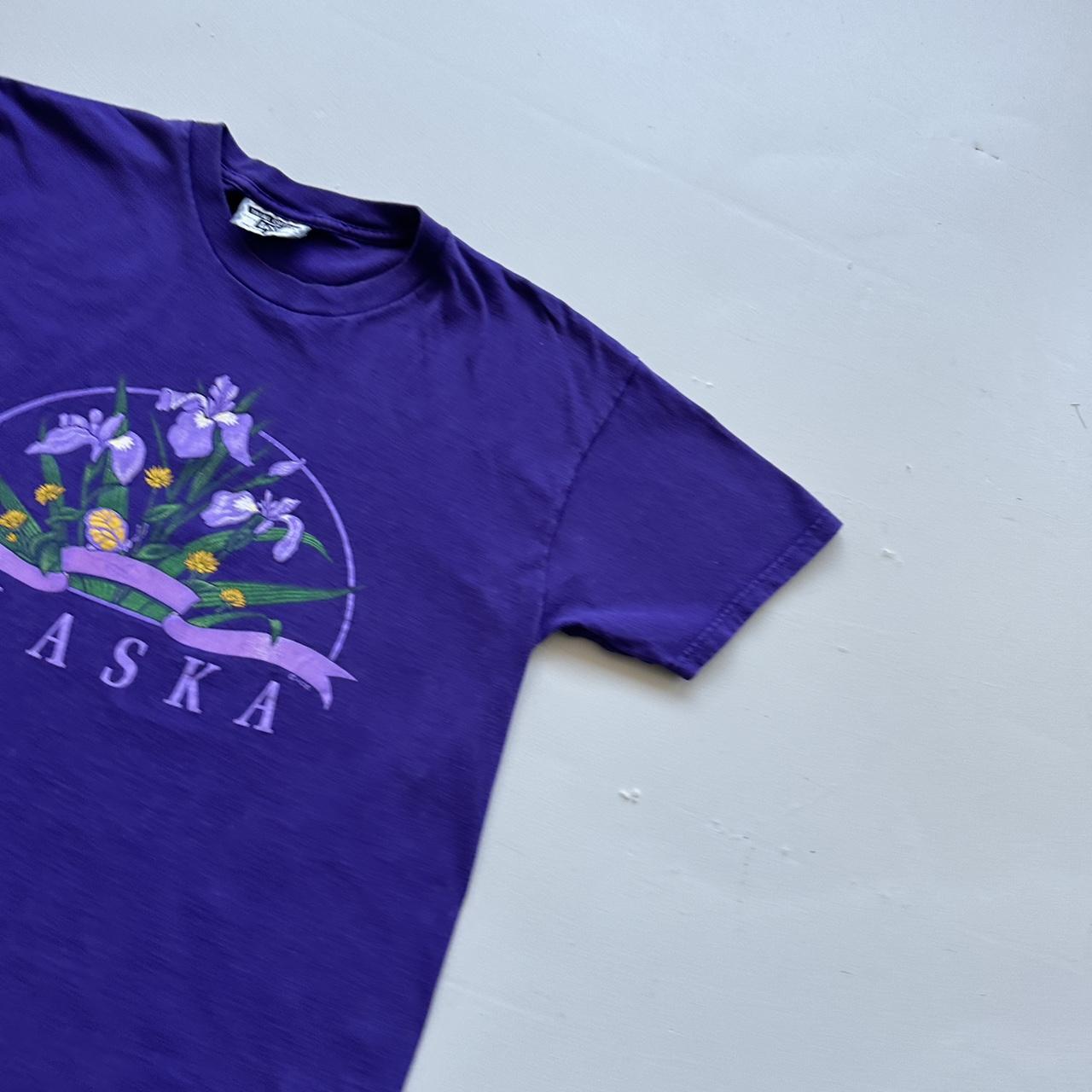 Alaska Purple Flowers 90s Vintage T-shirt - Medium