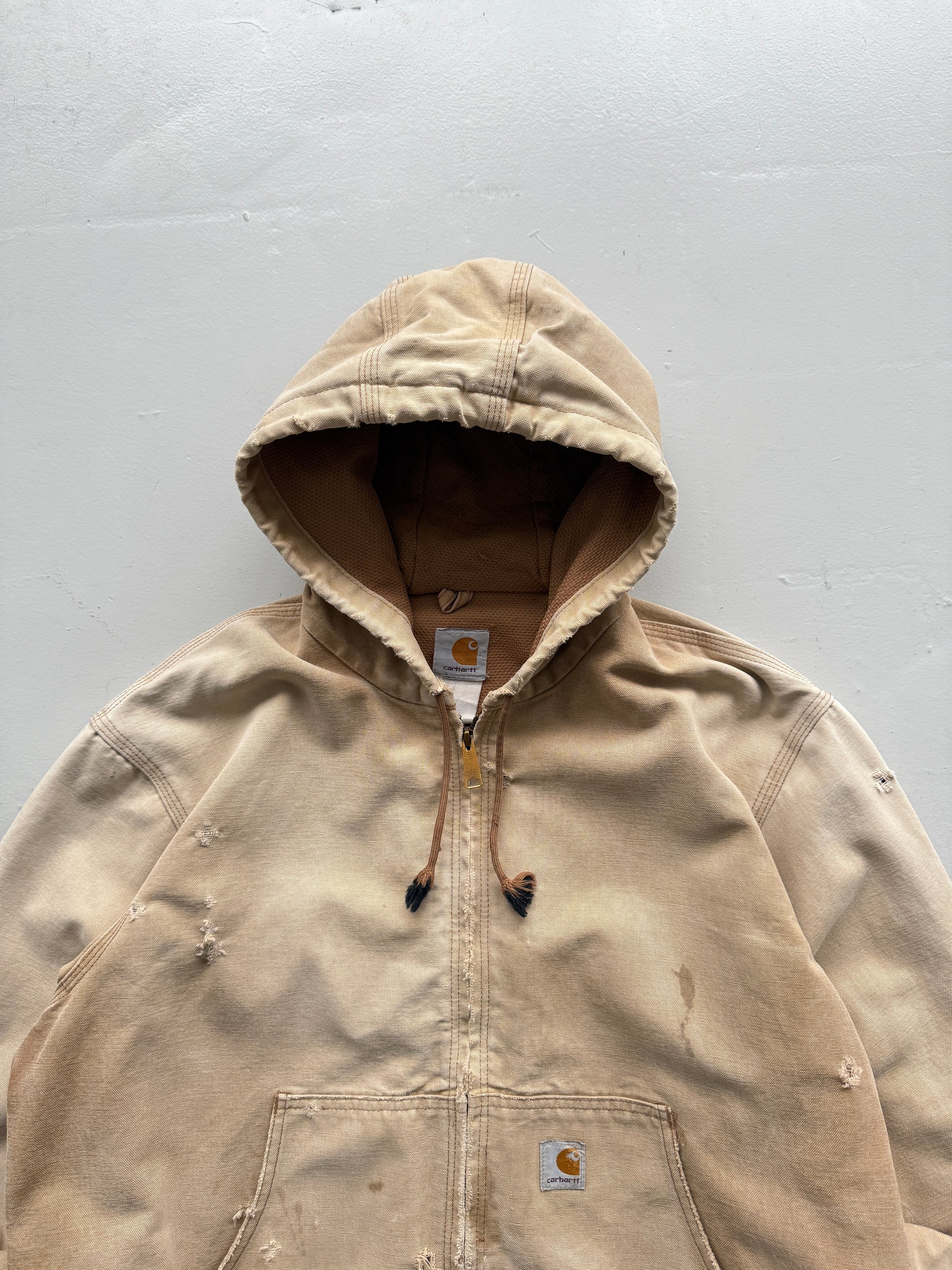 Cream Carhartt 90's Vintage Thrashed Workwear Active Jacket - Large