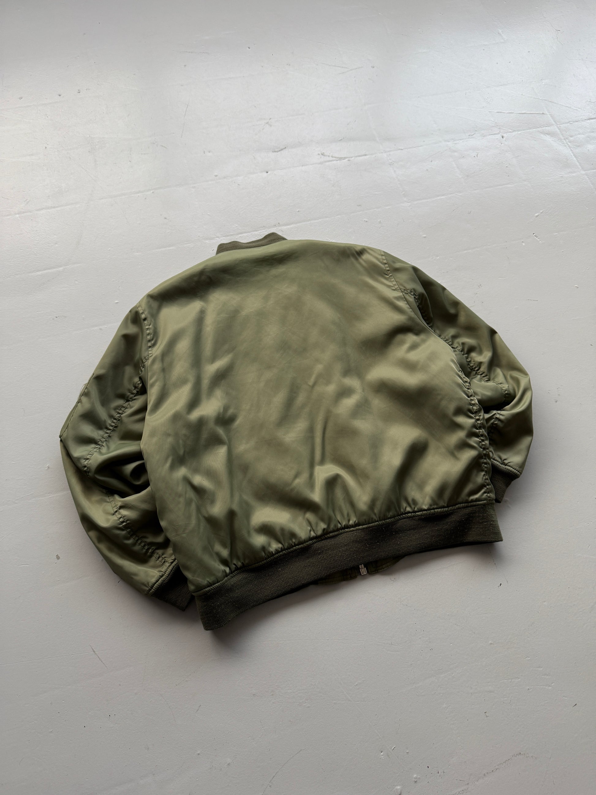 Khaki Green 90’s Vintage Bomber Jacket - Large