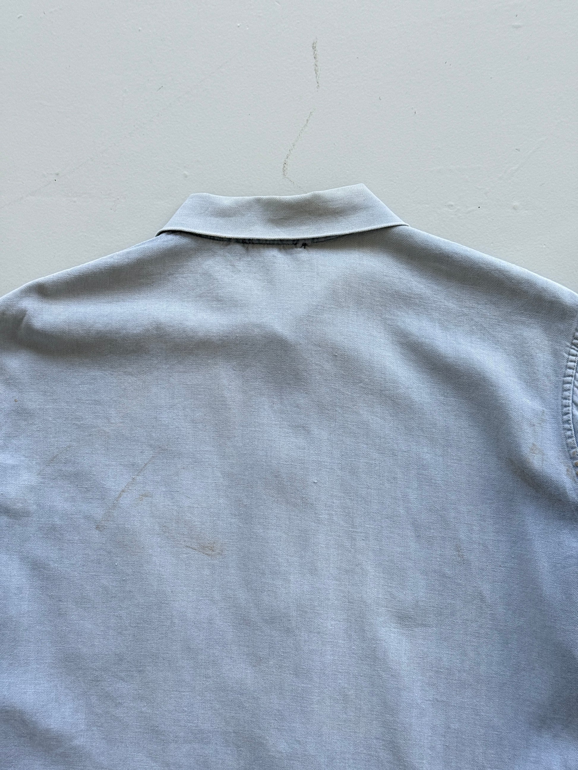 Faded Blue French Herringbone Vintage Workwear Chore Jacket CH367 - Medium