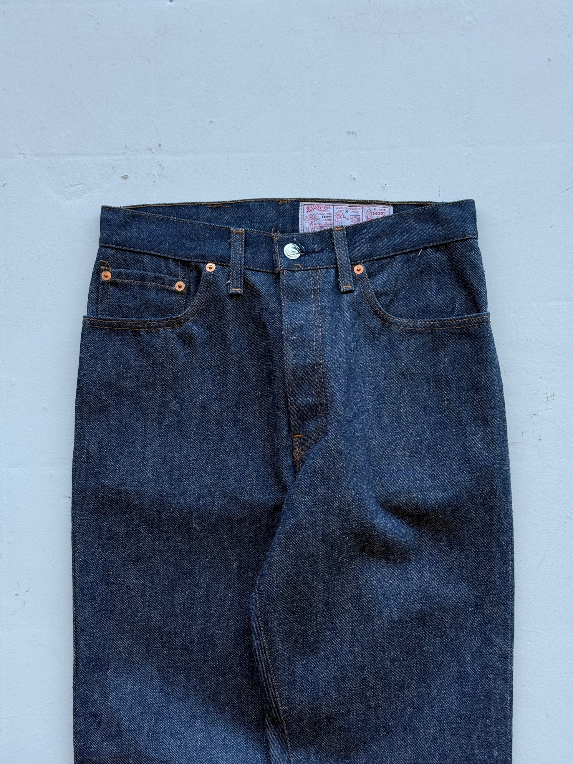 Blue Levi's 501 Denim Straight Leg 80's Vintage Jeans - 30” x 35”