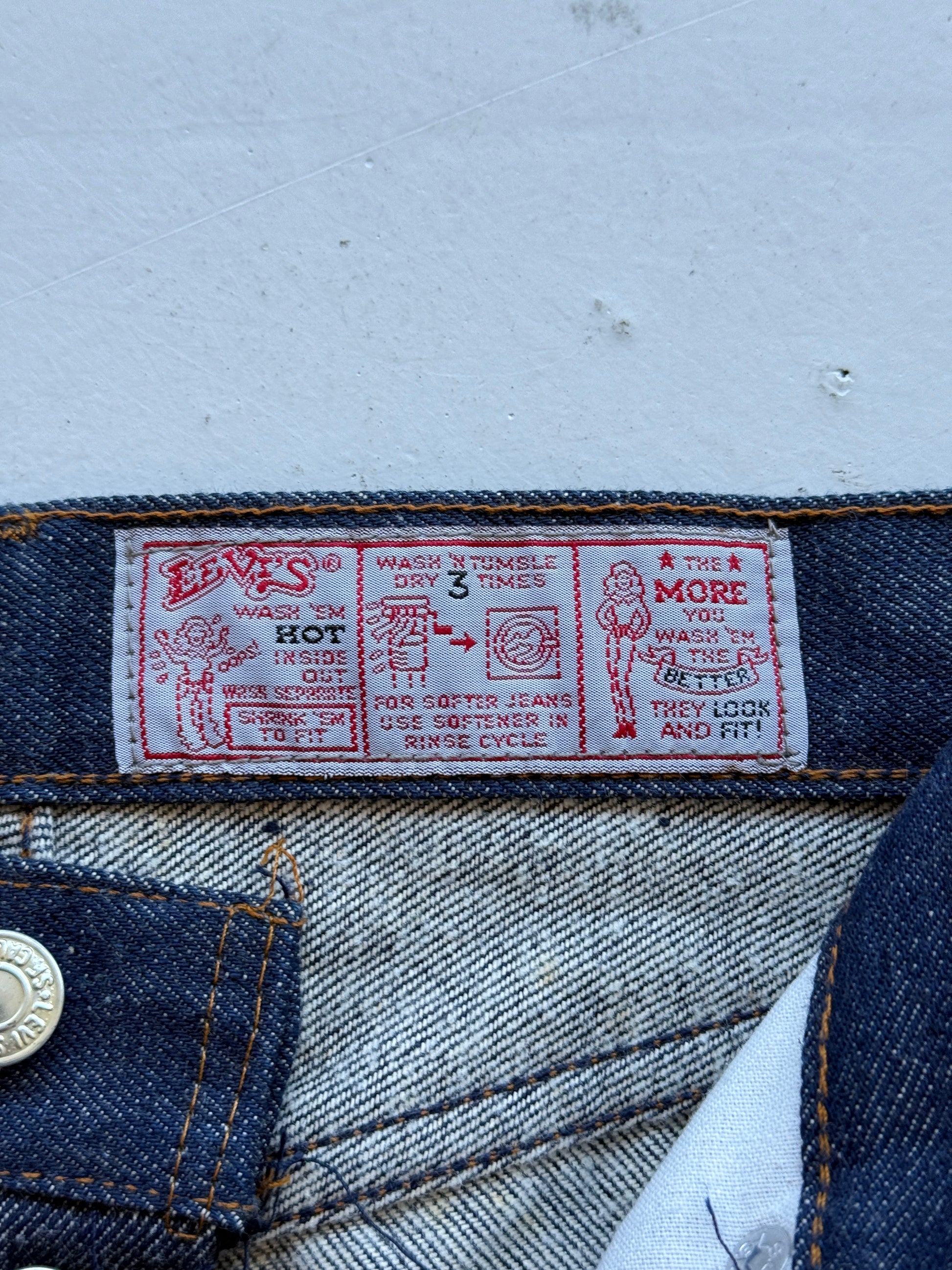 Blue Levi's 501 Denim Straight Leg 80's Vintage Jeans - 30” x 35”
