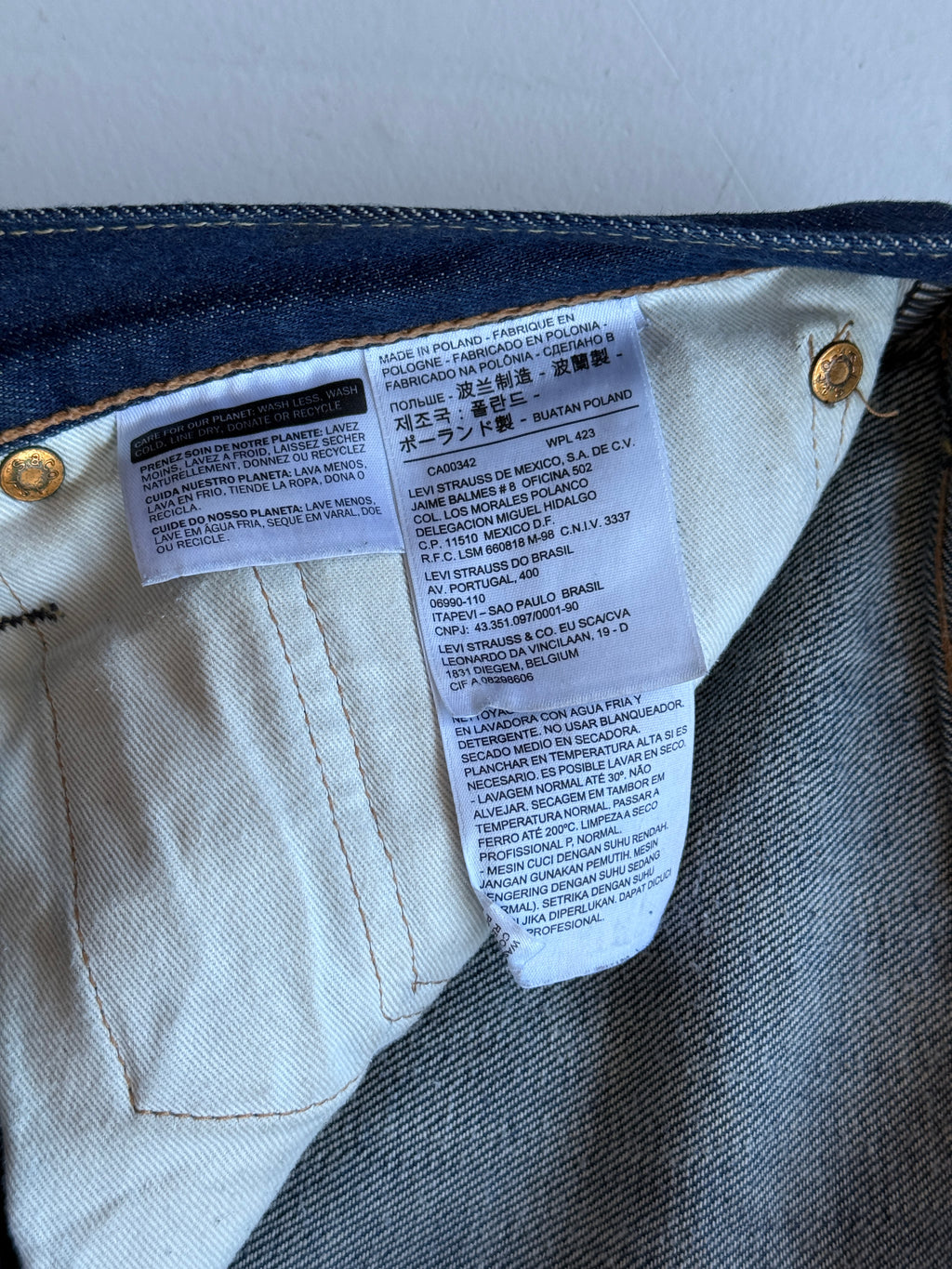 Blue Levi's 501 Denim Straight Leg 00's Vintage Jeans - 34” x 31”