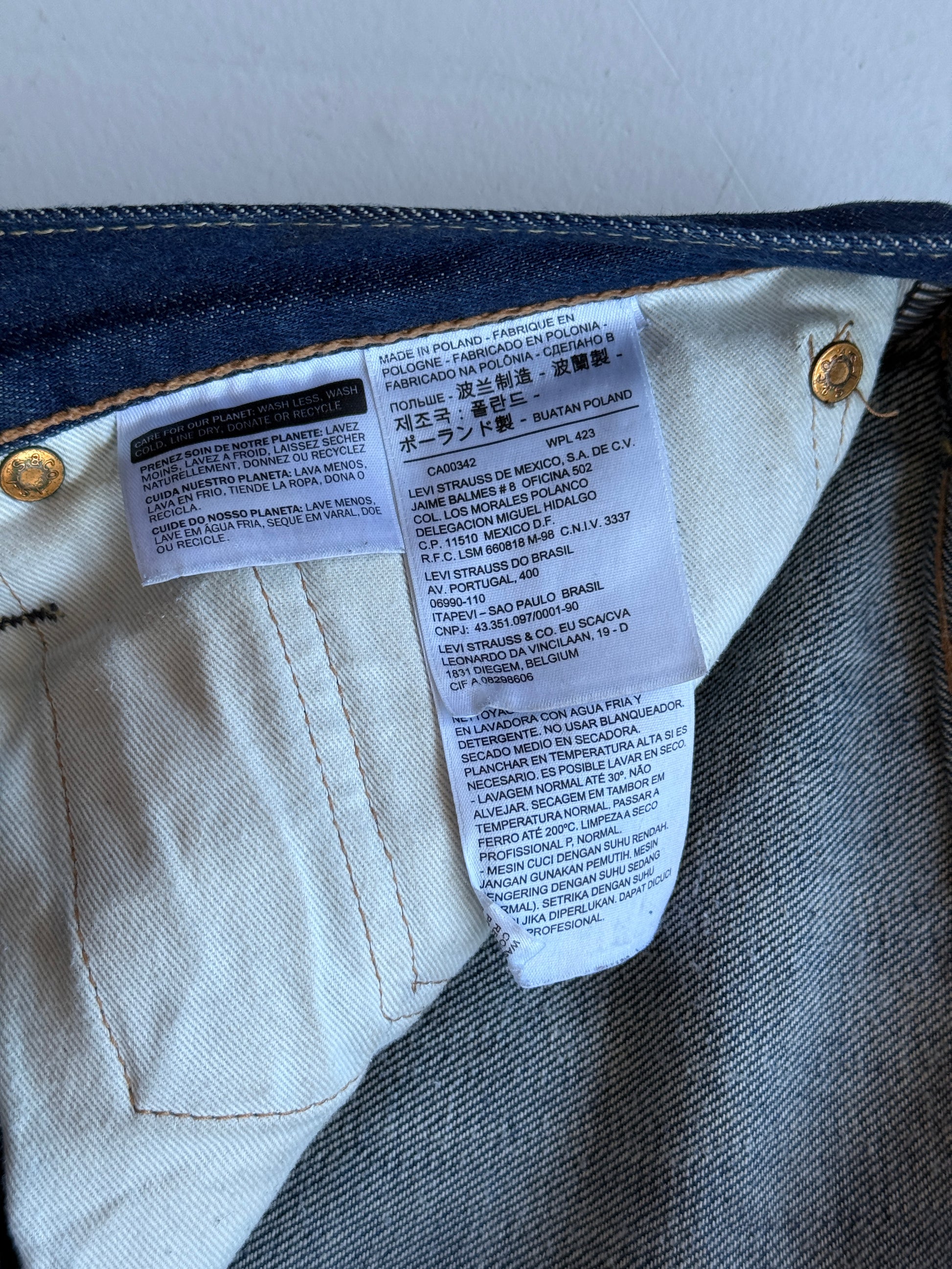 Blue Levi's 501 Denim Straight Leg 00's Vintage Jeans - 34” x 31”