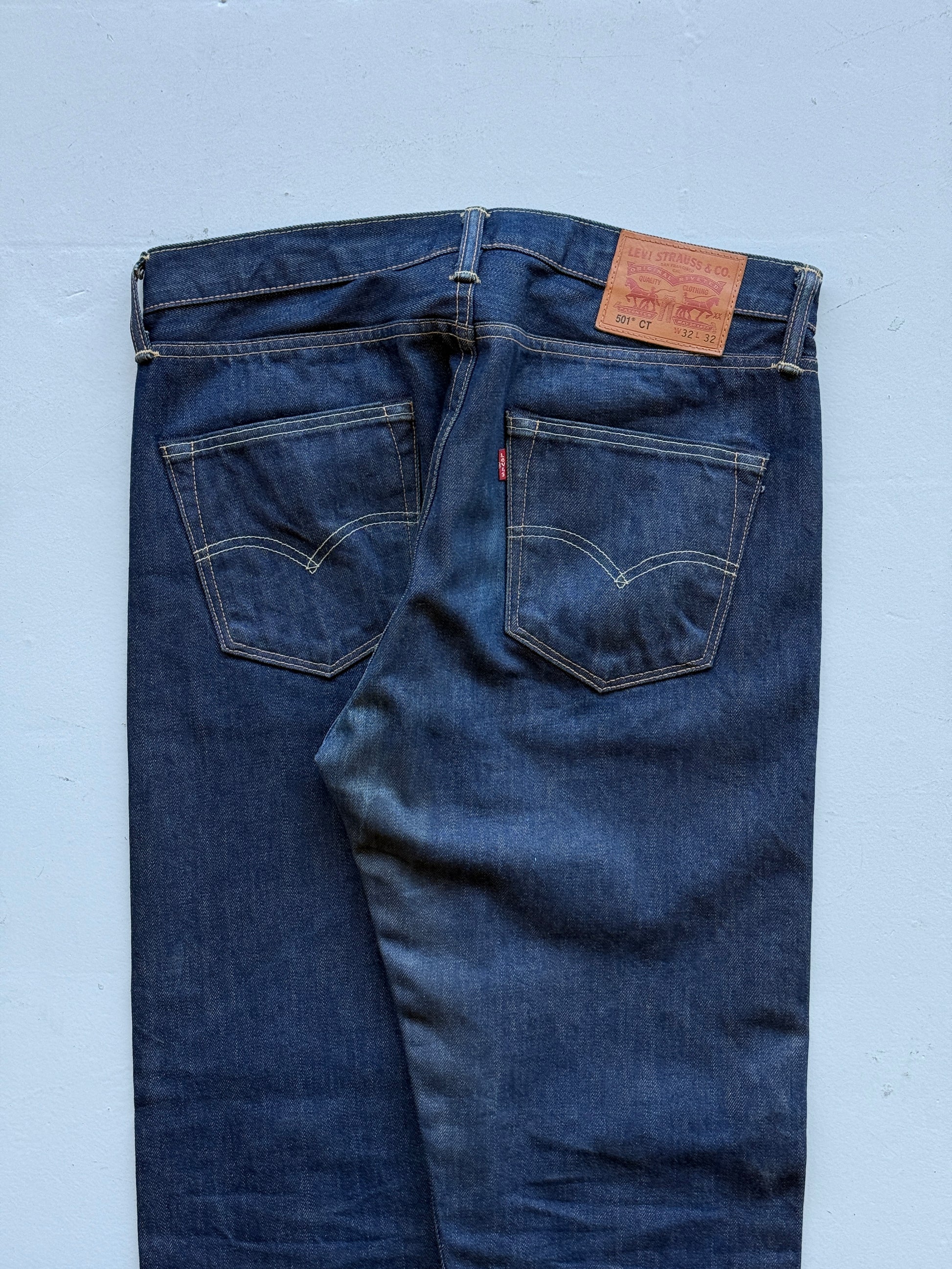 Blue Levi's 501 Denim Straight Leg 00's Vintage Jeans - 34” x 31”