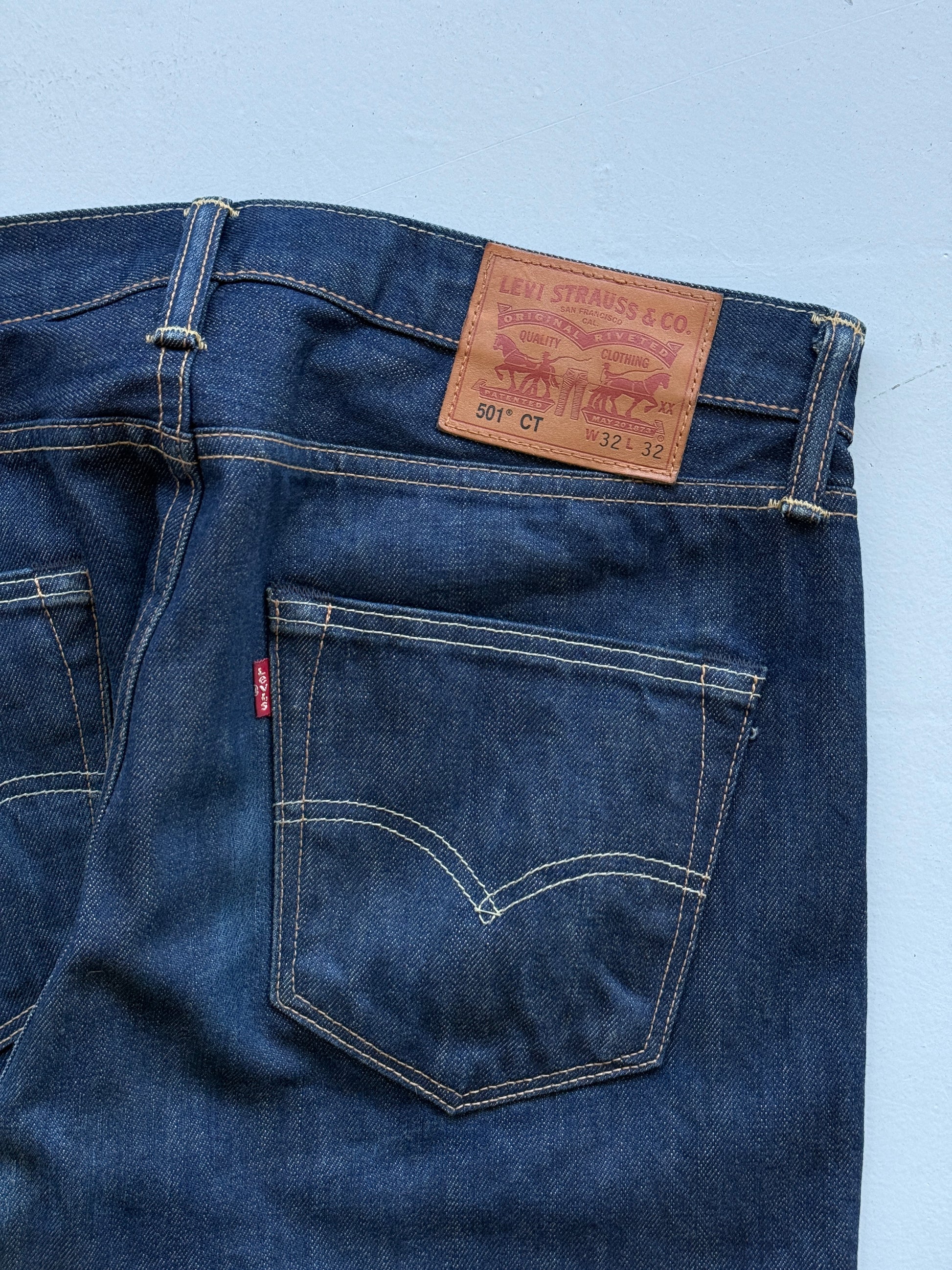 Blue Levi's 501 Denim Straight Leg 00's Vintage Jeans - 34” x 31”