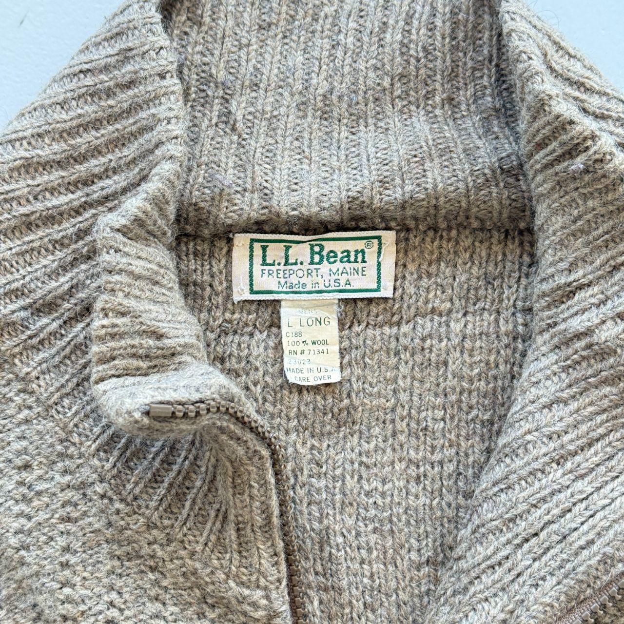 Beige L.L.Bean Full Zip Knitted Jacket 90s Knit Jumper - XXL