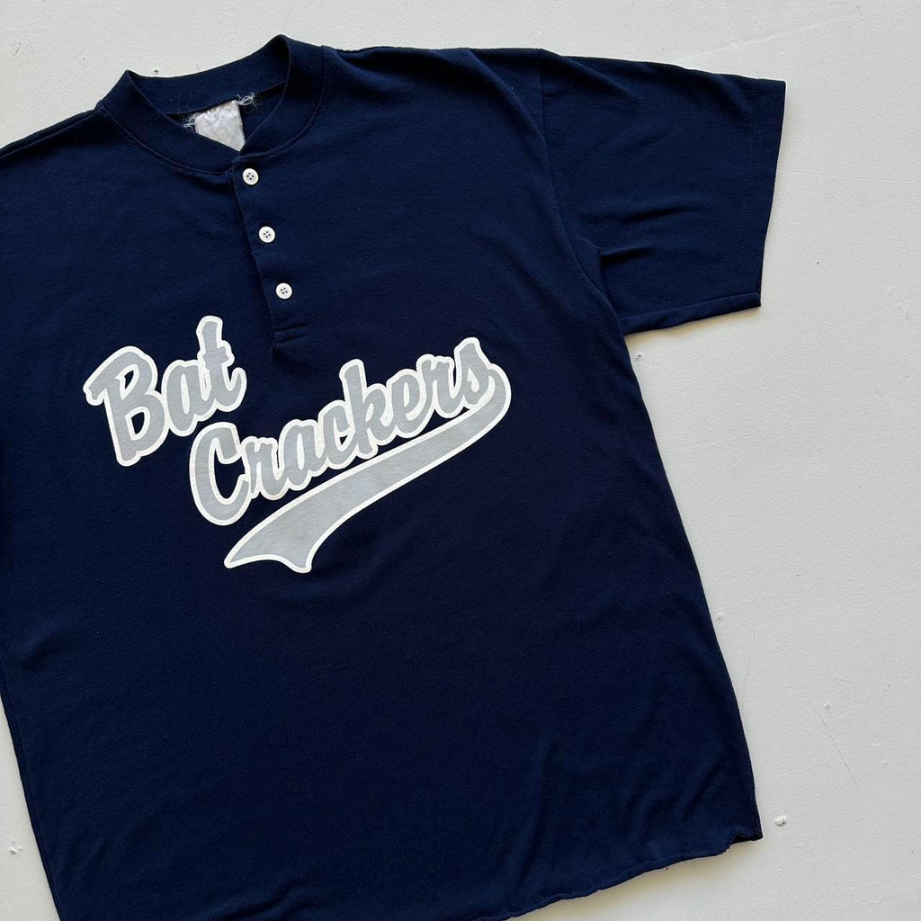 Navy Baseball Back Crackers 90s Vintage T-shirt - Large