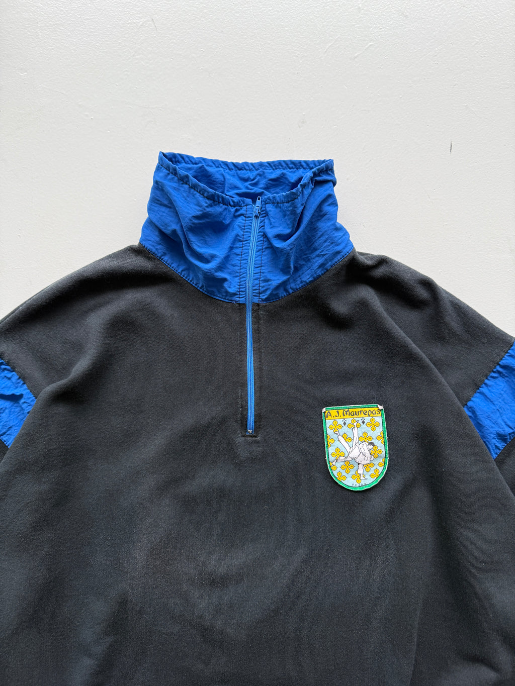 Black Judo Gym 80's Vintage Track Suit Quarter Zip Jacket -  Medium Oversized