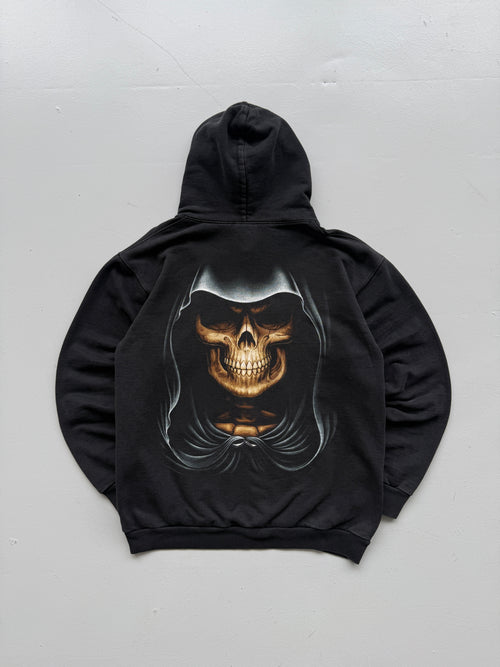 Rock Eagle Black Gothic Skull Scythe Y2K Vintage Hoodie - detail photo 2