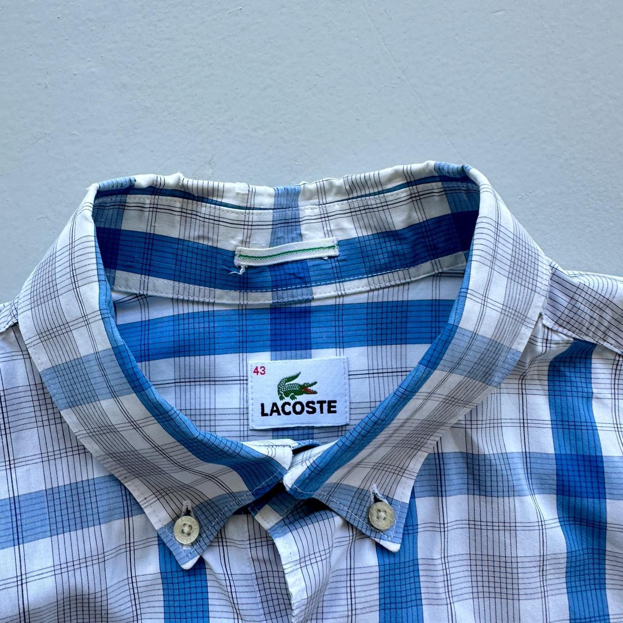 Blue / White Checkered Lacoste Button-Up Shirt - XL