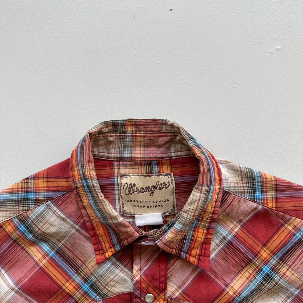 Wrangler Orange Patterned Western Vintage Shirt - Large