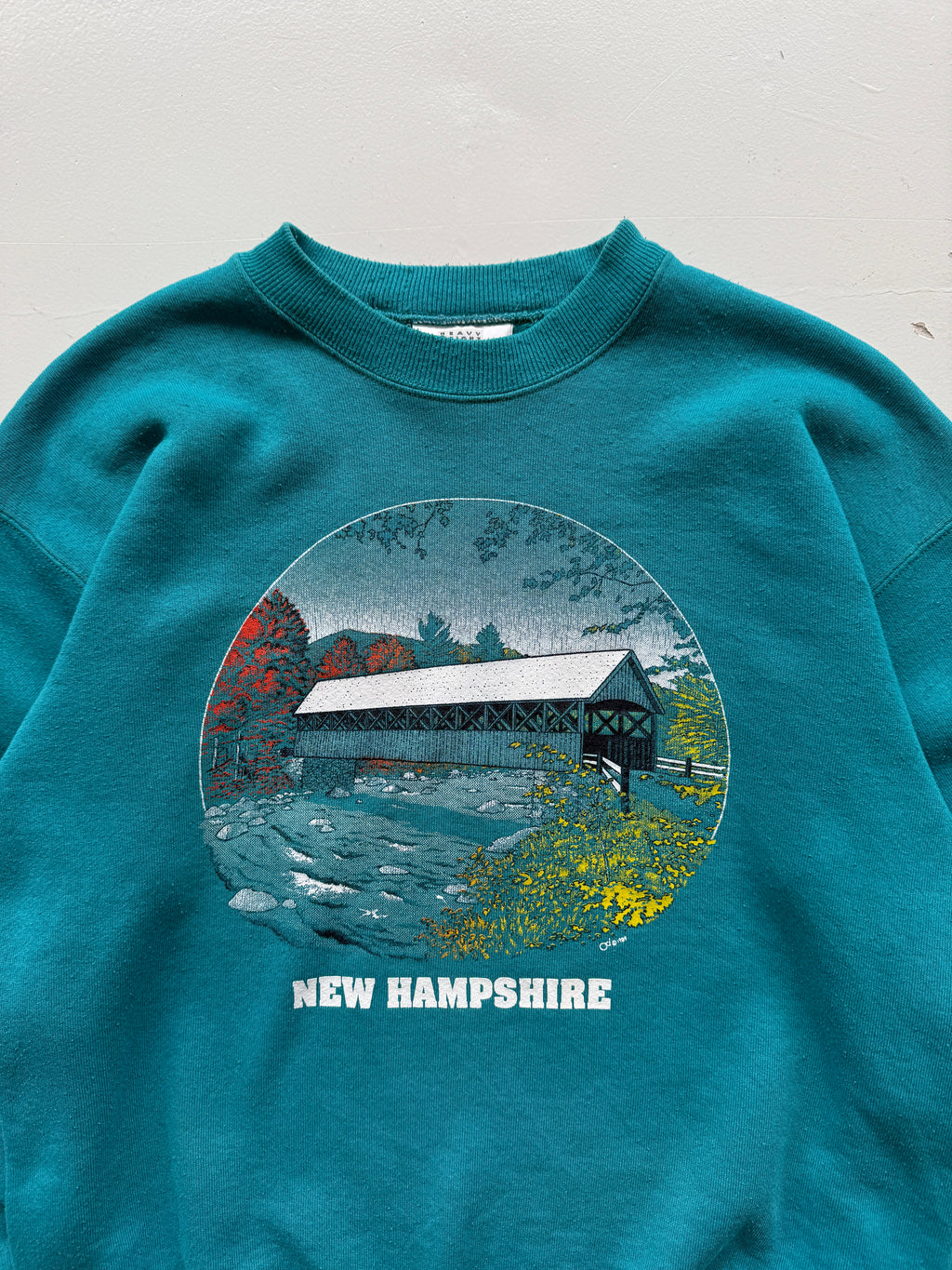 Teal New Hampshire Tourist Vintage Sweatshirt 90's Crewneck - Small