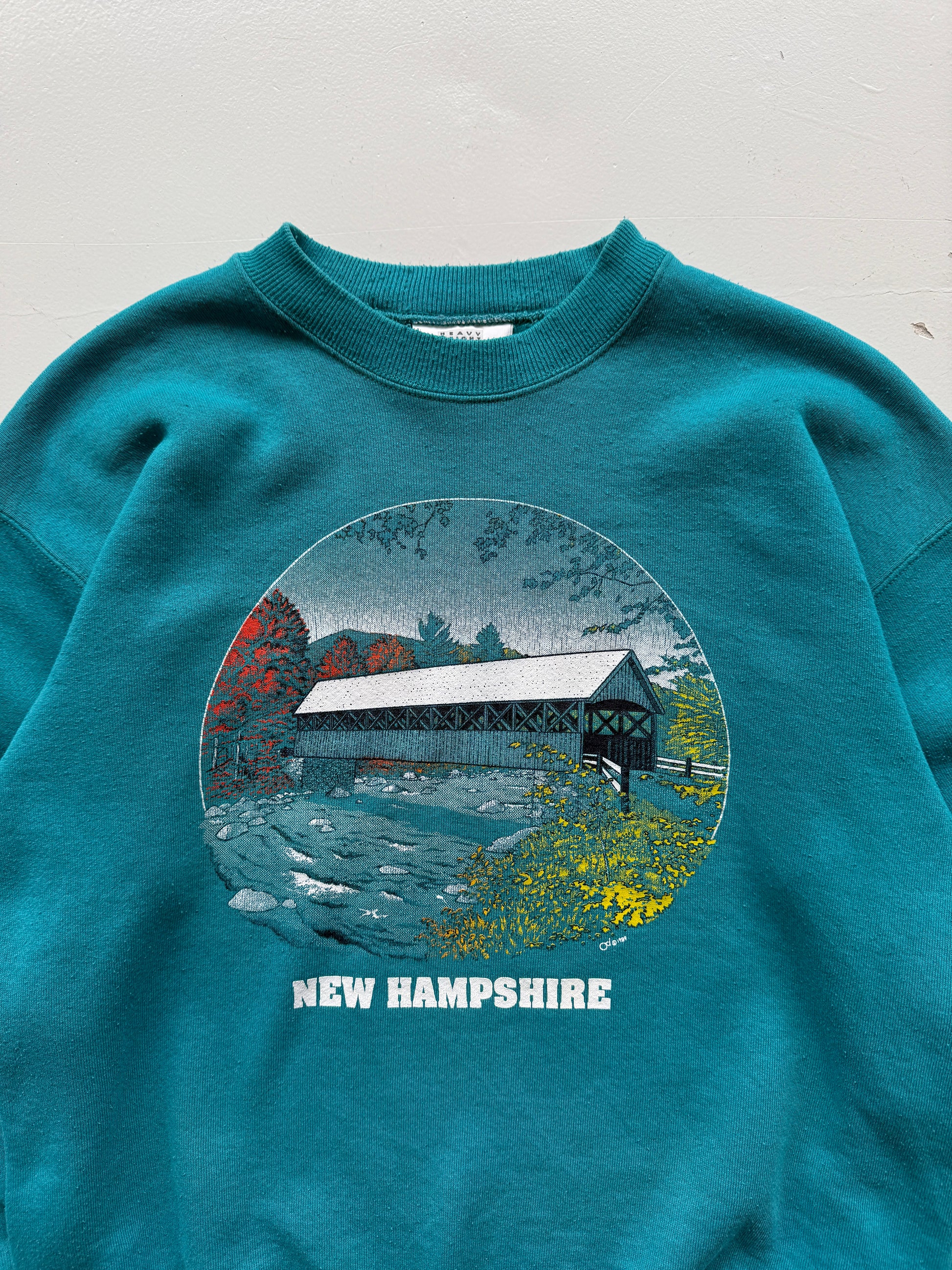 Teal New Hampshire Tourist Vintage Sweatshirt 90's Crewneck - Small