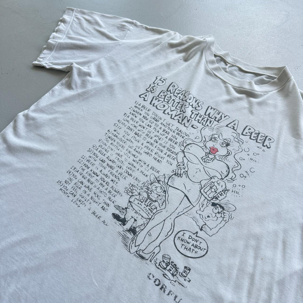 White Novelty Beer Vintage 90's T-shirt - Boxy XL