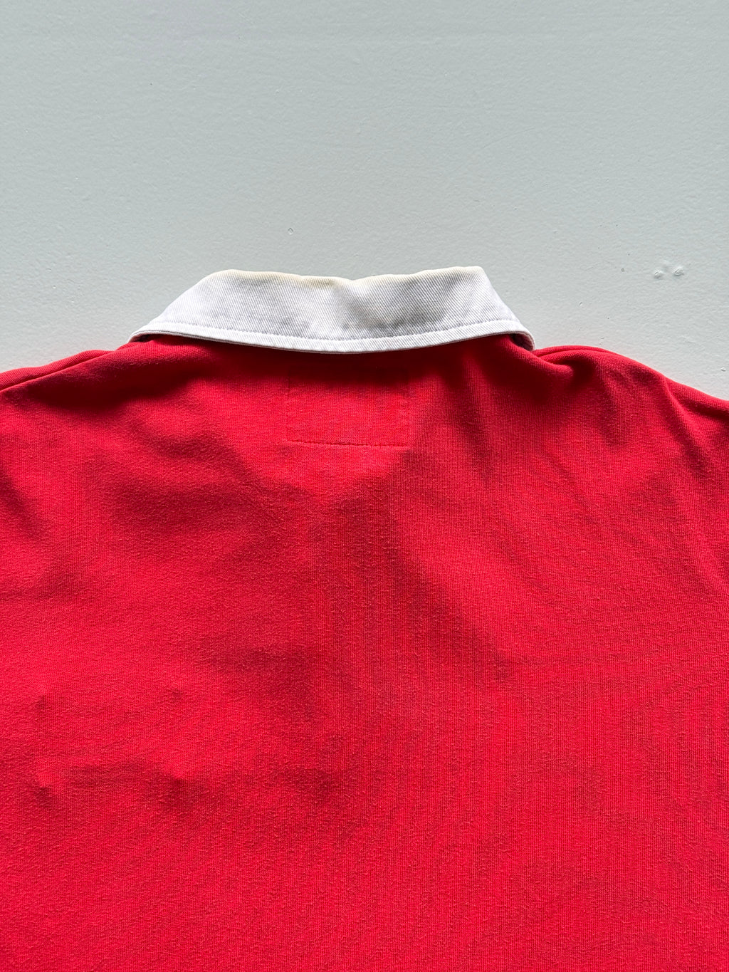 Red Wales Rugby 90's Vintage Cotton Traders Long Sleeve Polo Jersey - Medium