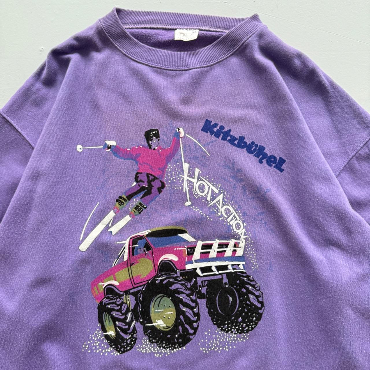 Purple Ski 80’s Vintage Graphic Sking Sweatshirt - XL