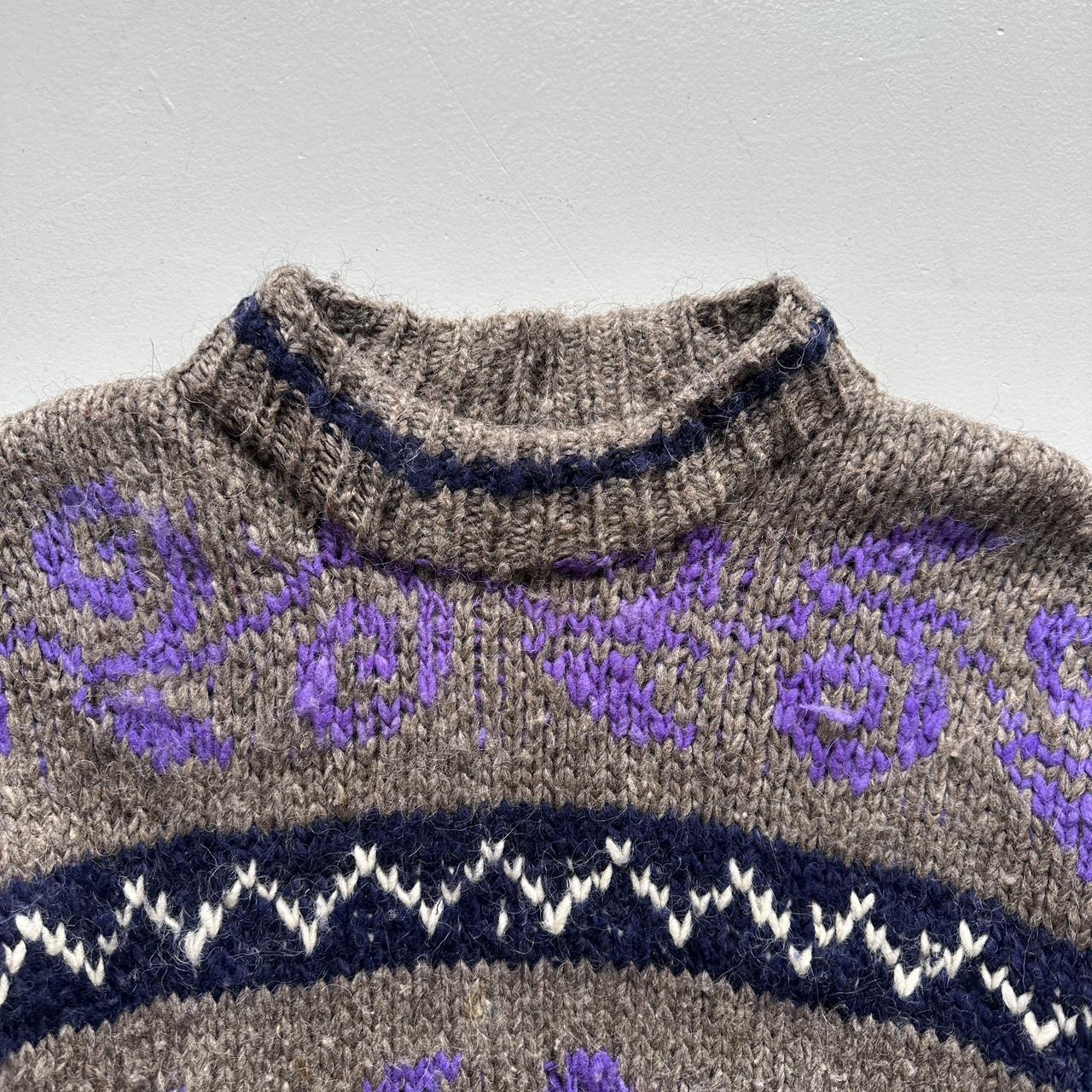 Grey Ecuadorian 80s Chunky Knit Jumper - Large