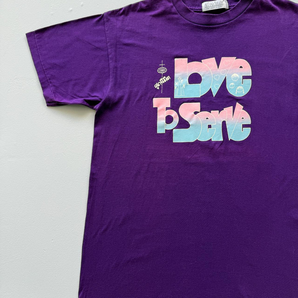 Purple Love to Serve Religious Vintage 90s T-shirt - Medium