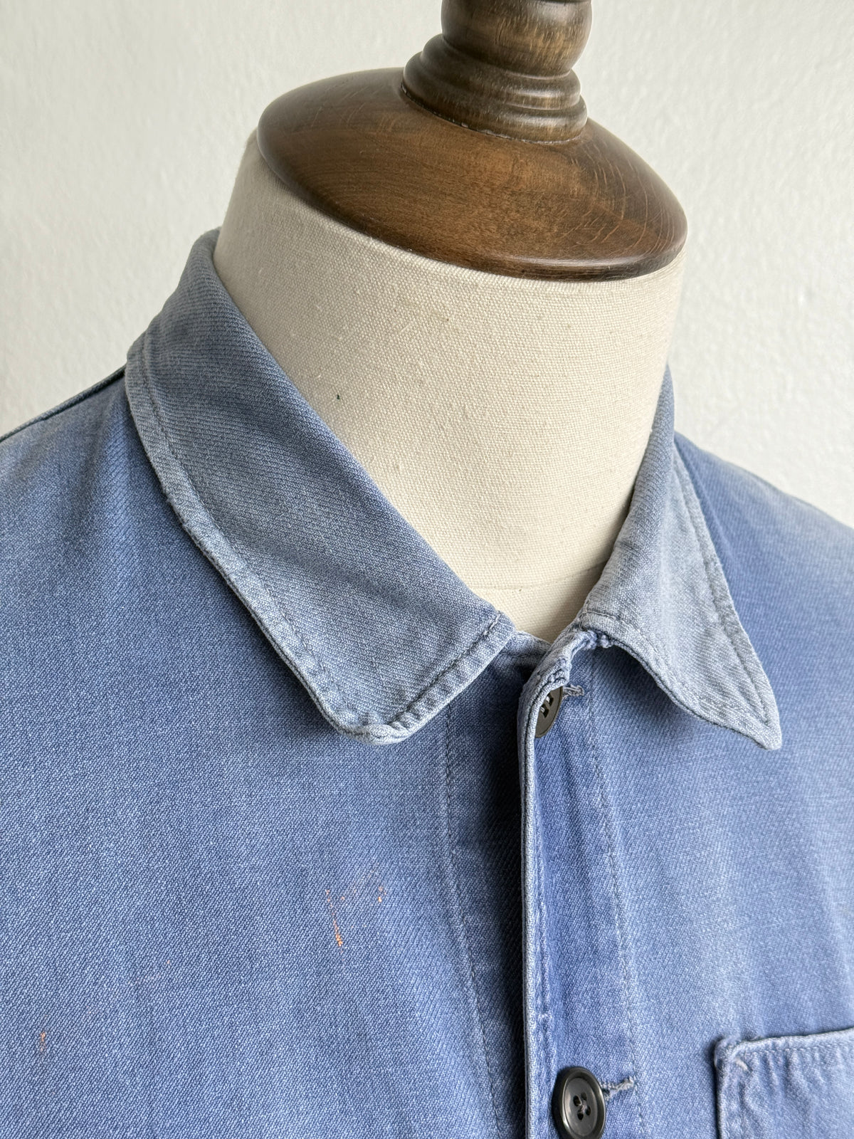 Thrashed Blue French 1950's Vintage Workwear Chore Jacket CH525 - XS
