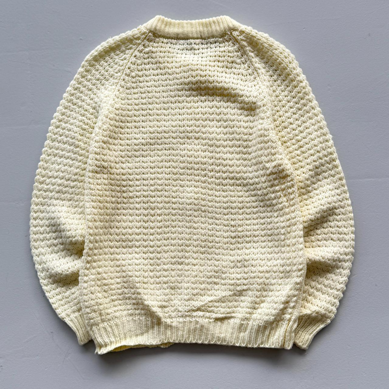 Cream 90s Vintage Fisherman Knitted Cardigan - Medium