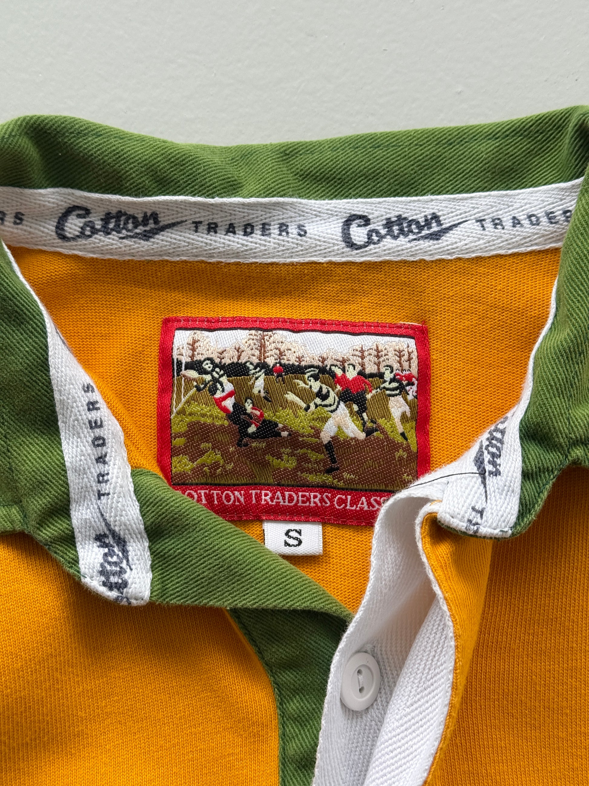 Yellow Australia 90's Vintage Cotton Traders Long Sleeve Rugby Jersey - Small