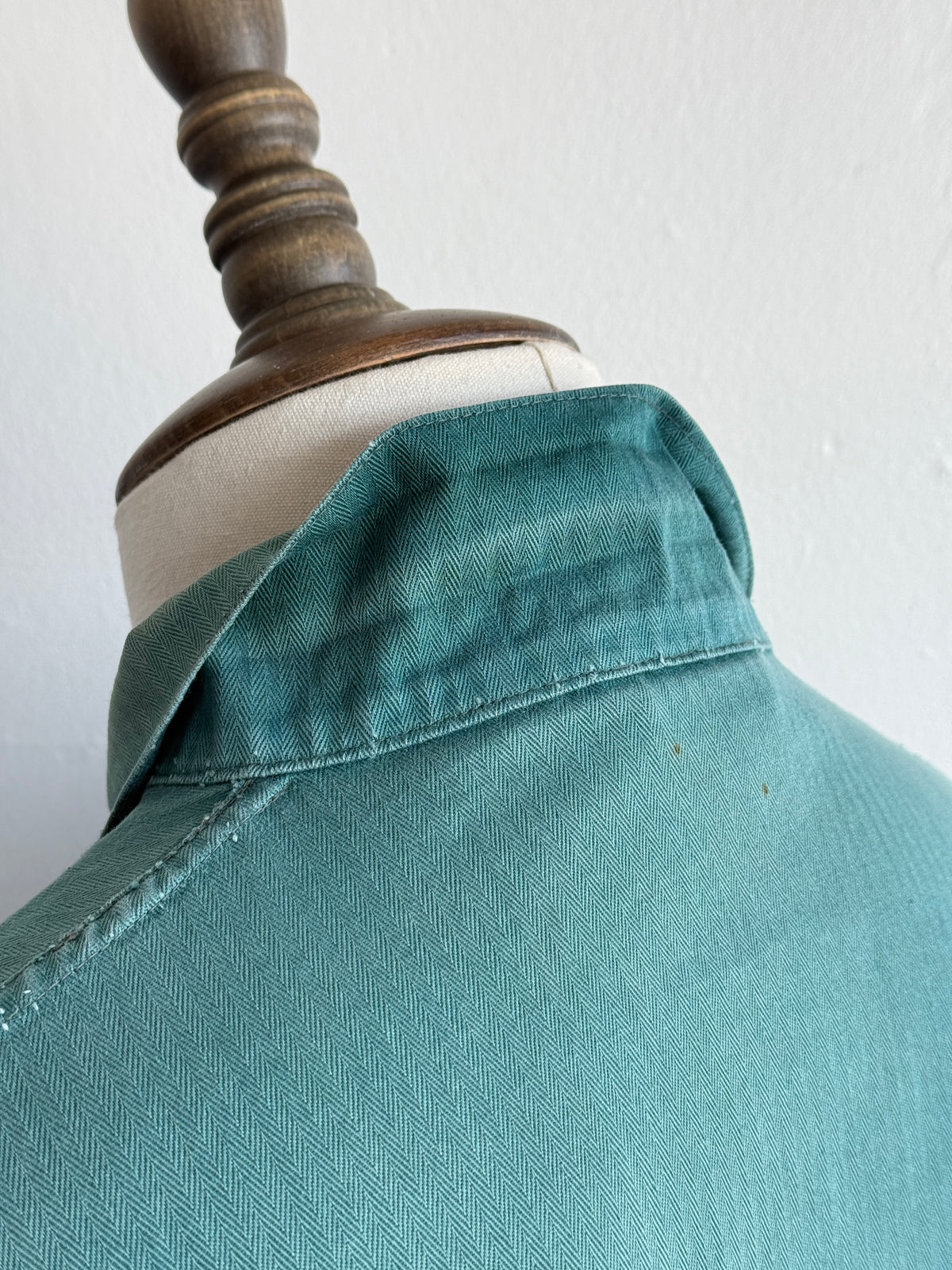 Thrashed Green French 1960s Vintage Workwear Chore Jacket CH504 - Small