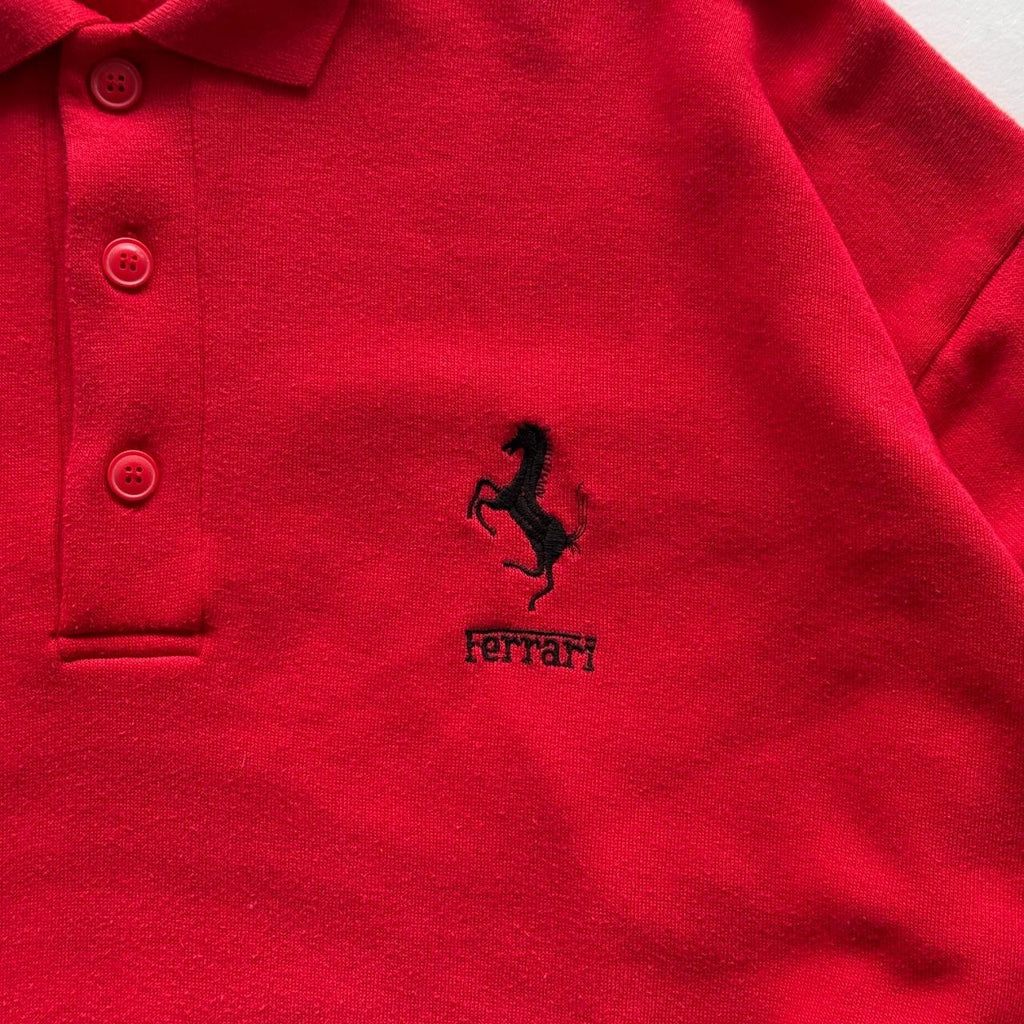 Red Ferrari 90s Vintage Logo Polo Sweatshirt - XL