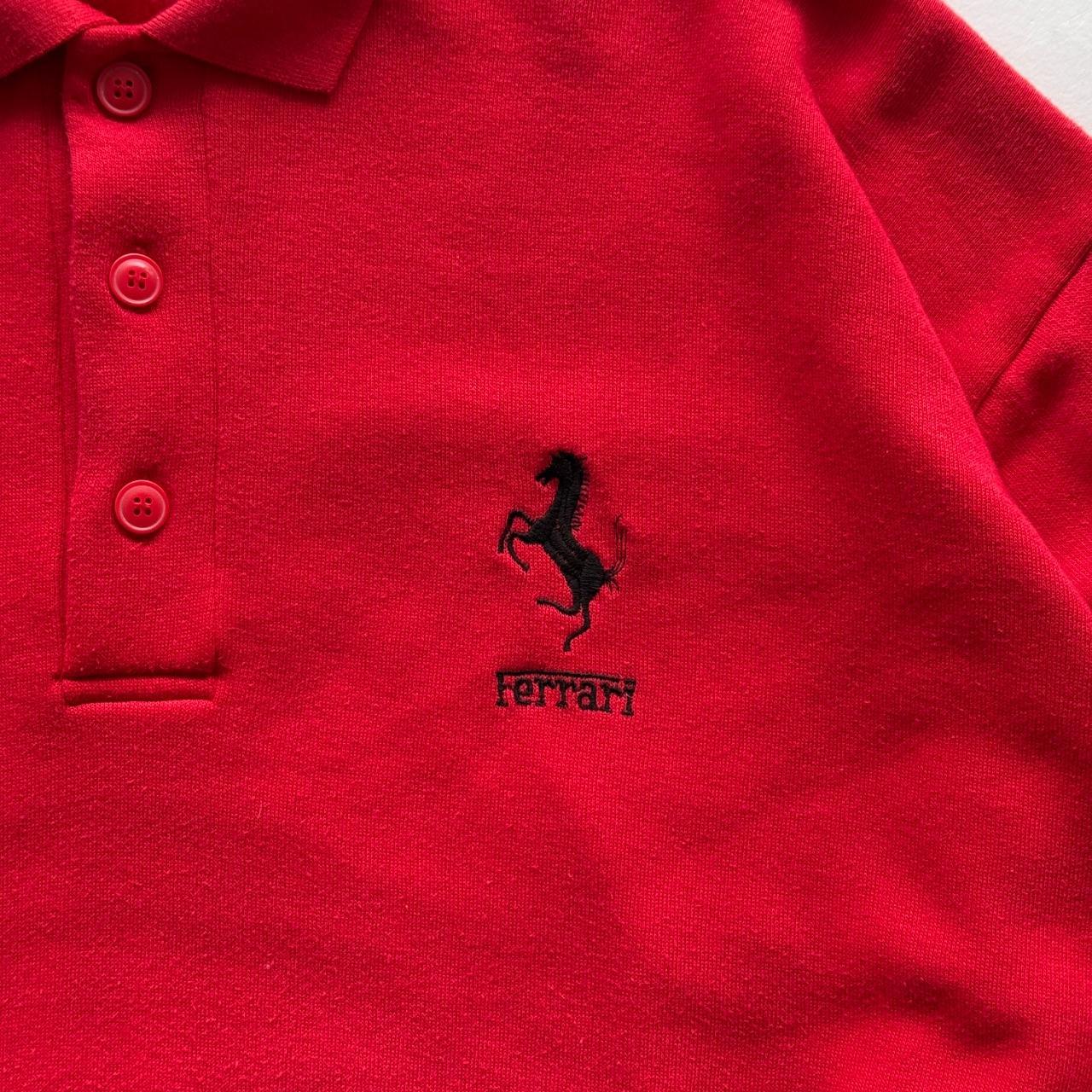 Red Ferrari 90s Vintage Logo Polo Sweatshirt - XL