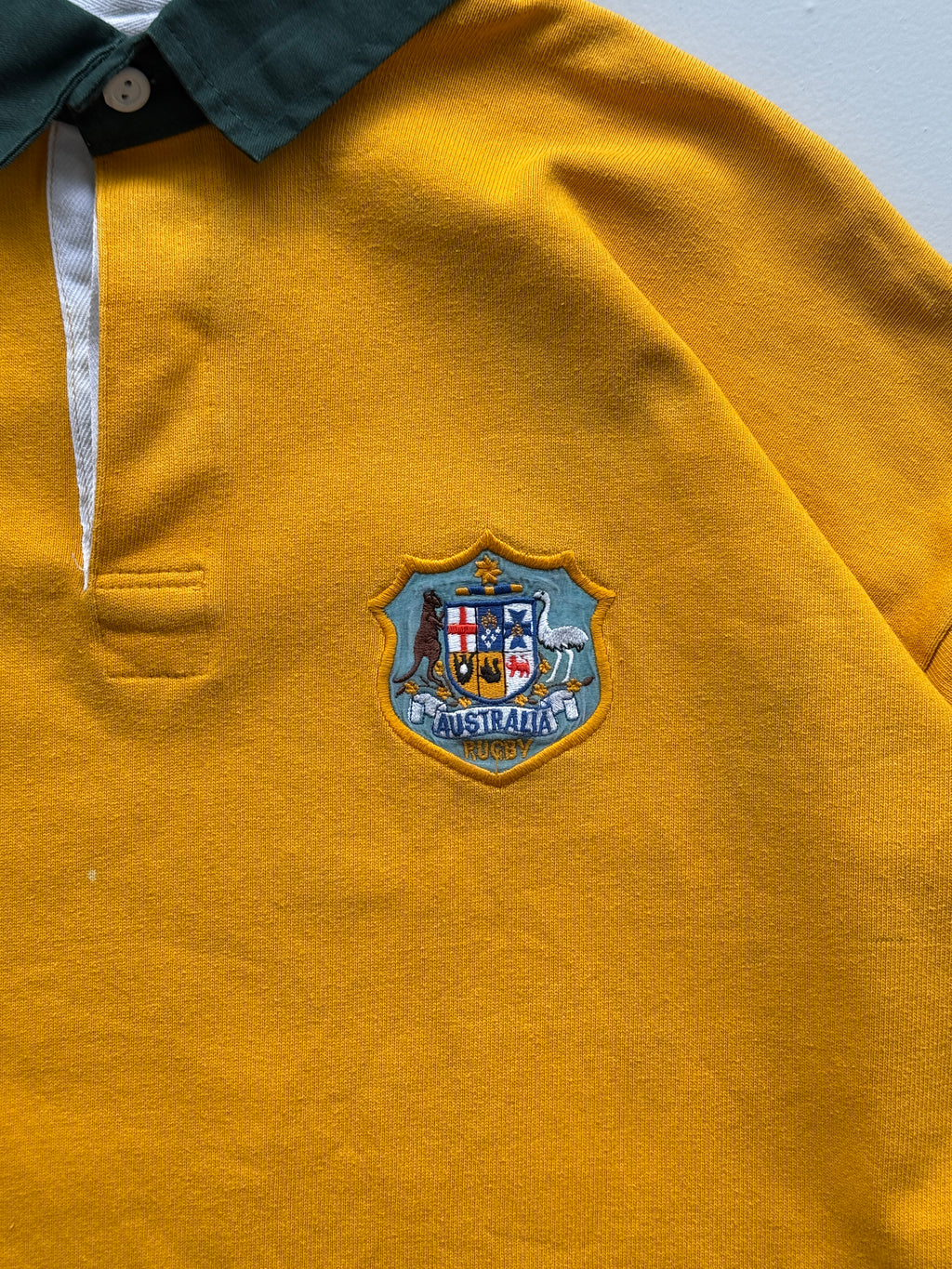 Yellow Australian Rugby 90's Vintage Long Sleeve Rugby Jersey Polo - Large