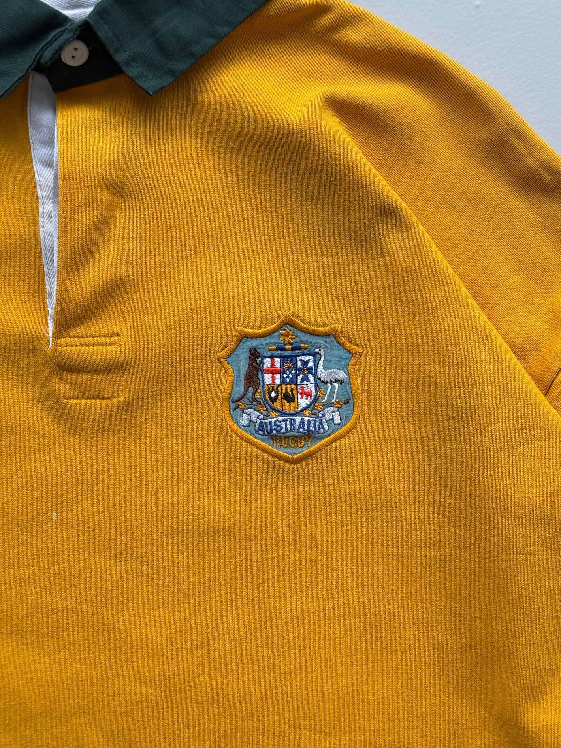 Yellow Australian Rugby 90's Vintage Long Sleeve Rugby Jersey Polo - Large