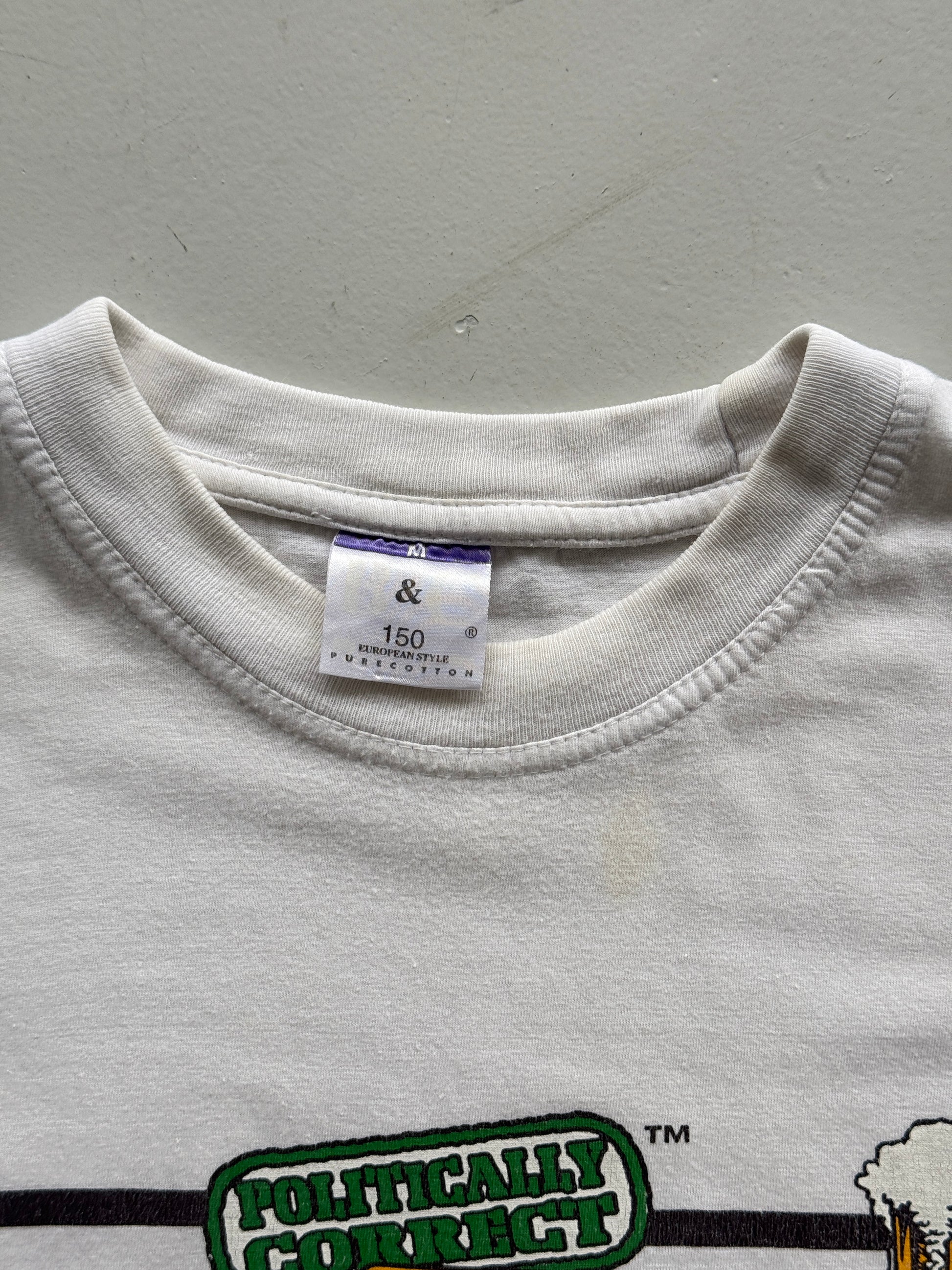 White 00's Vintage Novelty Slogan Graphic Dad T-Shirt - Large