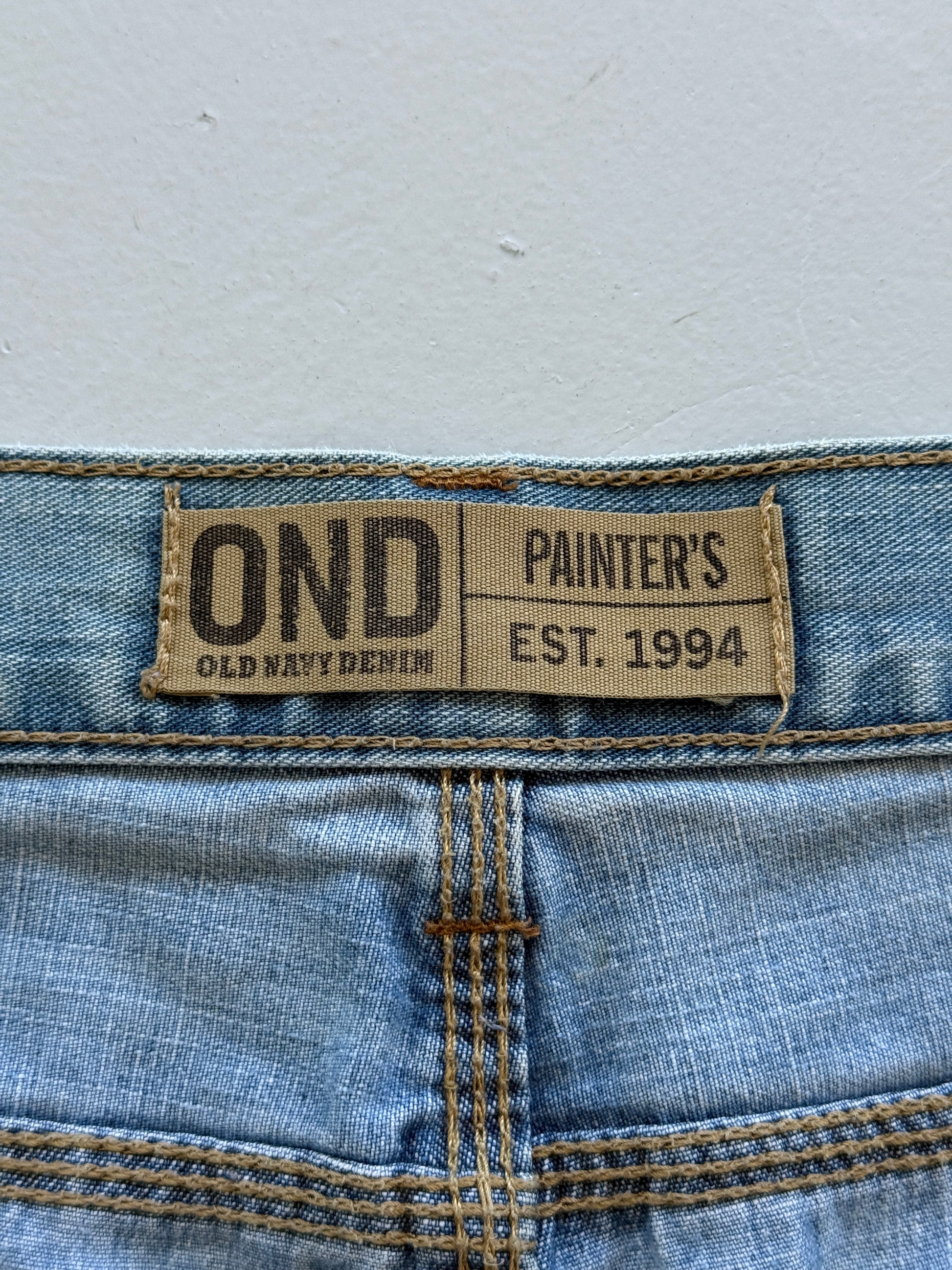 Light Blue Old Navy 00's Vintage Y2K Baggy Carpenter Denim Shorts - W40 x L11