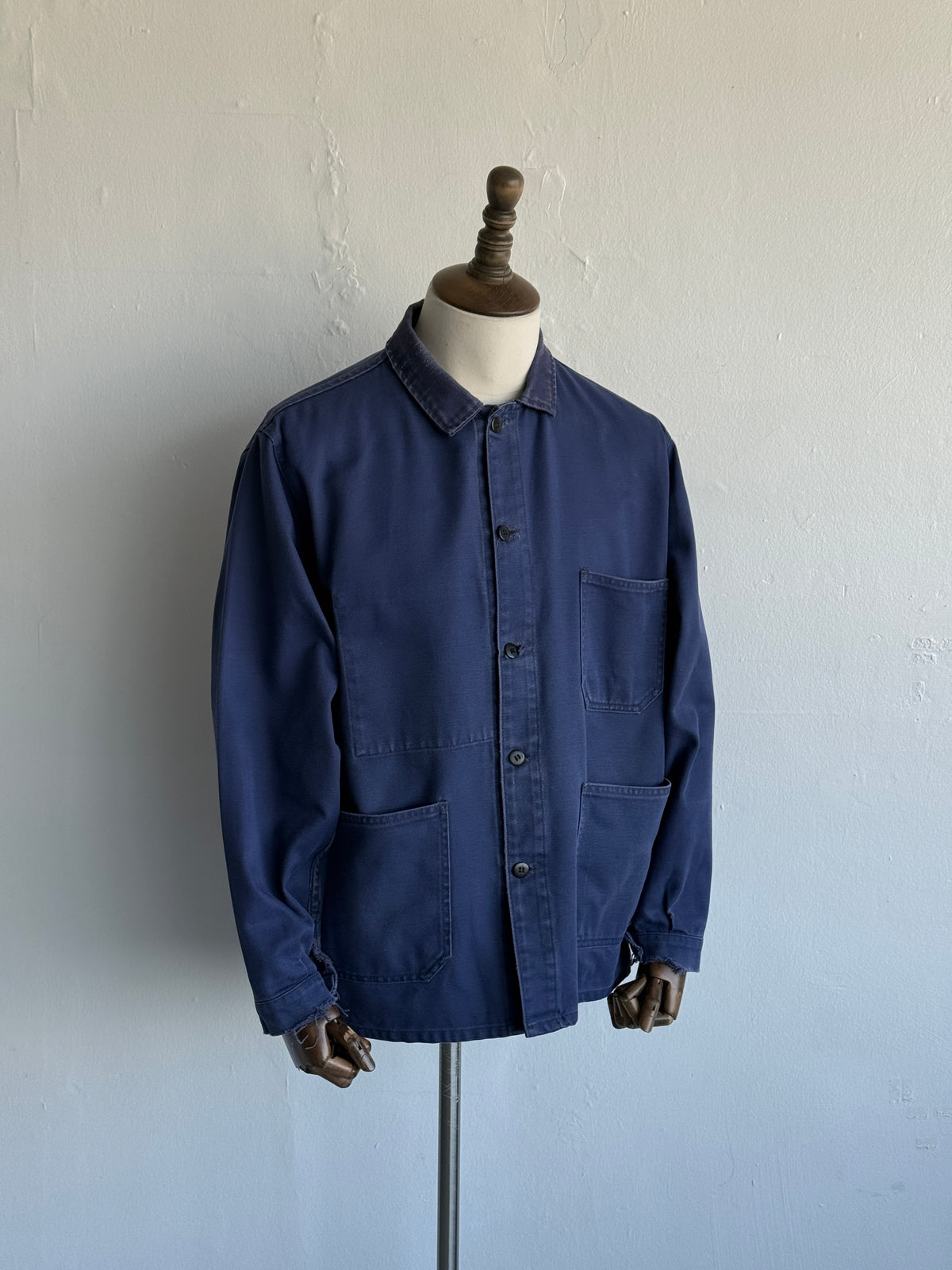 Thrashed Blue French Vintage Workwear Chore Jacket CH428