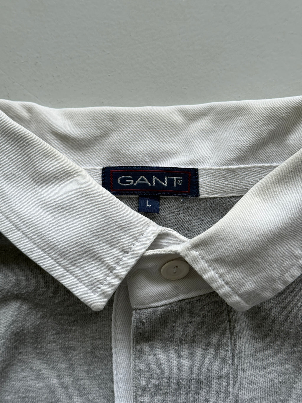 Grey Gant 90's Vintage Long Sleeve Rugby Jersey Polo Shirt - XL