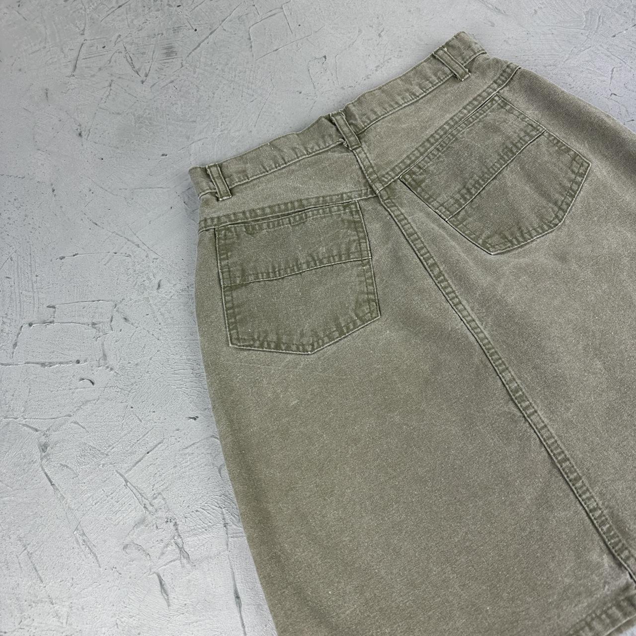 Khaki Denim Vintage Y2K Mini Skirt - W26 L20 Small (7/8)
