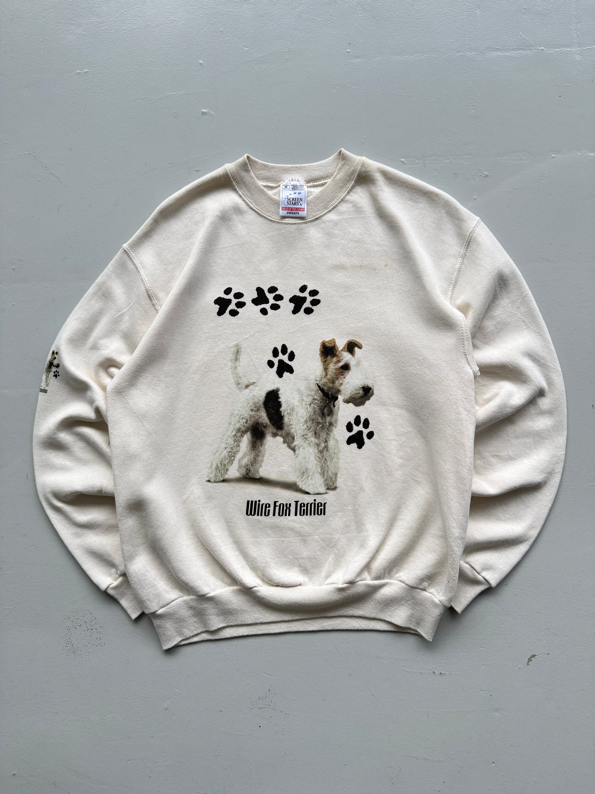 Beige Wire Fox Terrier 90's Vintage Graphic Novelty Sweatshirt Jumper - Medium