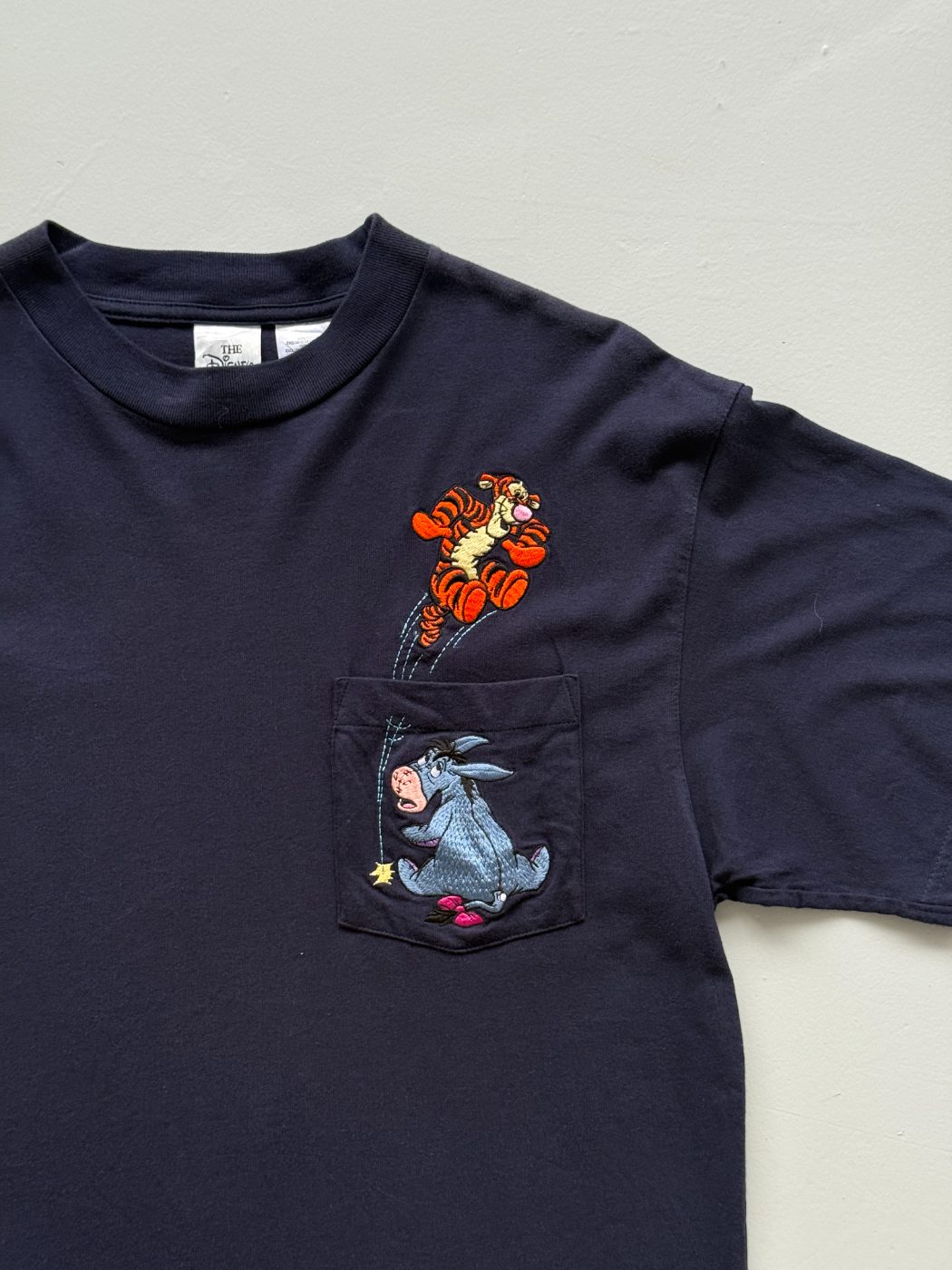 The Disney Store Eeyore & Tigger Embroidered 90's Vintage Pocket T-Shirt - Large