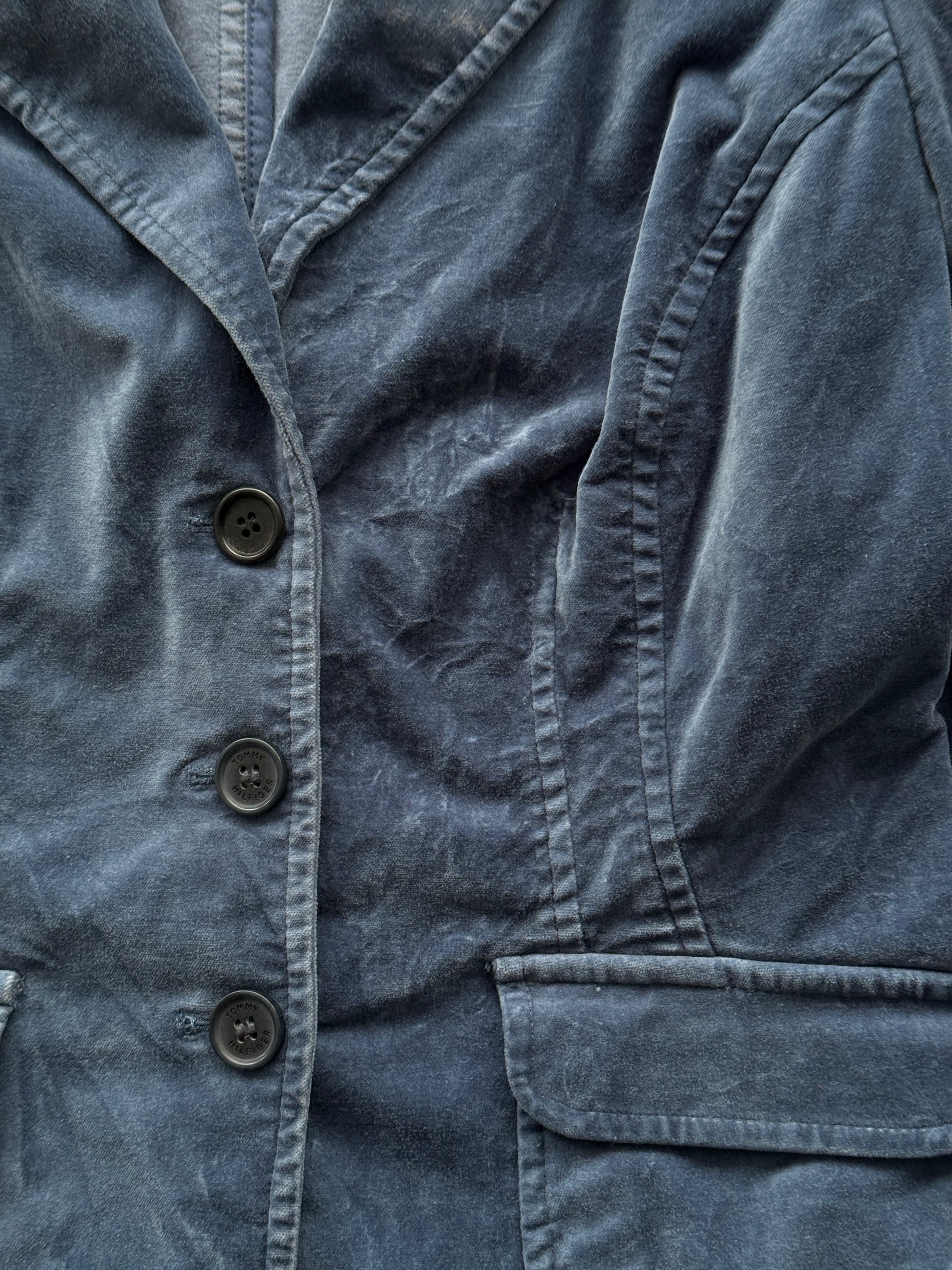 Blue Tommy Hilfiger 00's Vintage Y2K Velour Suit Jacket- XS