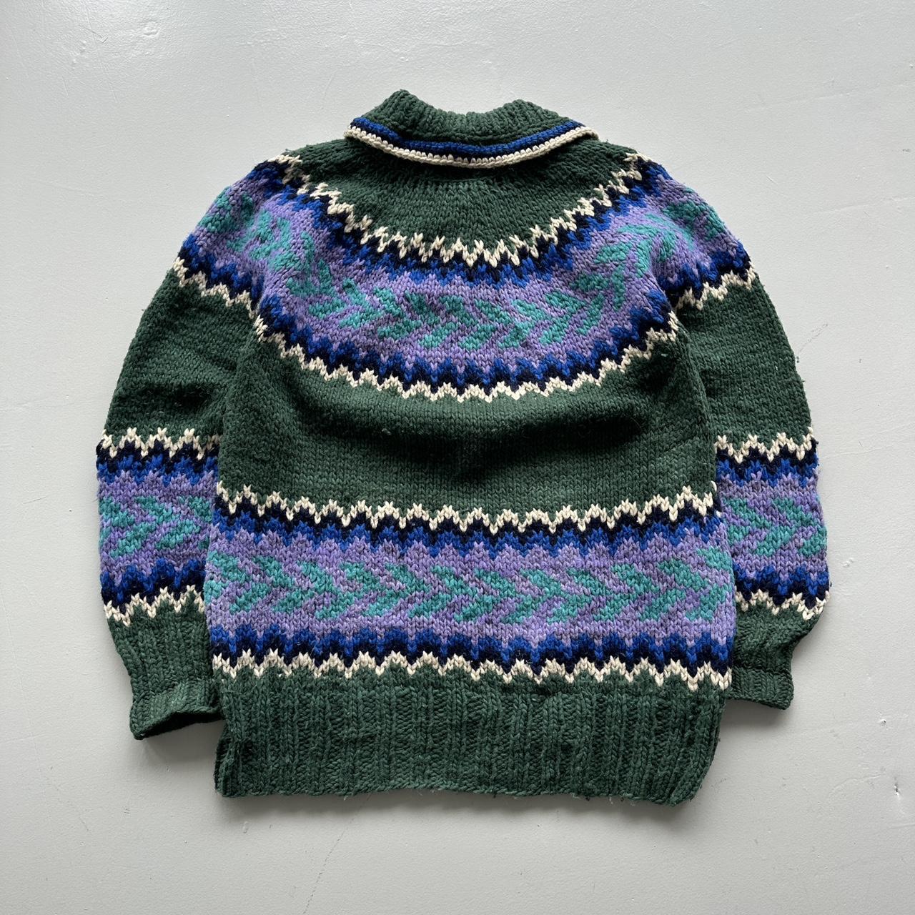 Green Ecuadorian 80s Chunky Knit Jumper - Large