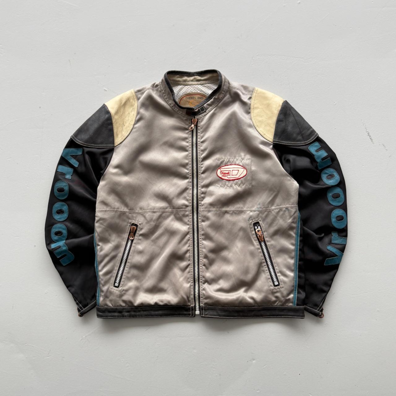 Grey Cream Diesel 90’s Vintage Biker Jacket - Large