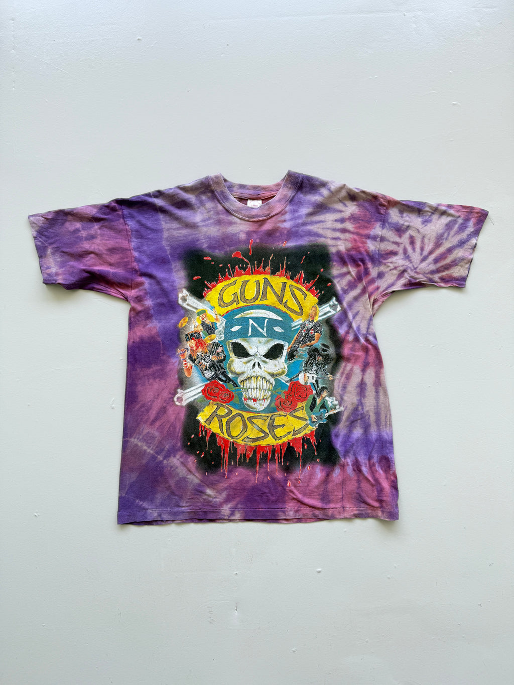 Purple Tie-Dye Guns N' Roses 90's Vintage Single Stitch Graphic T-Shirt - XL