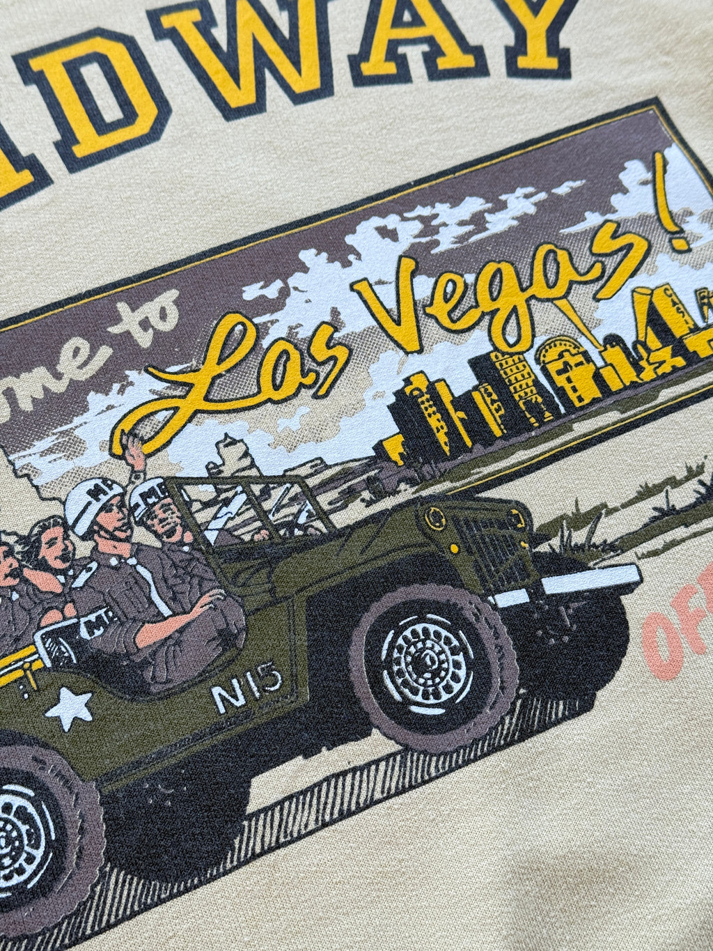 Yellow Midway 80's Vintage Army Graphic Sweatshirt - Medium