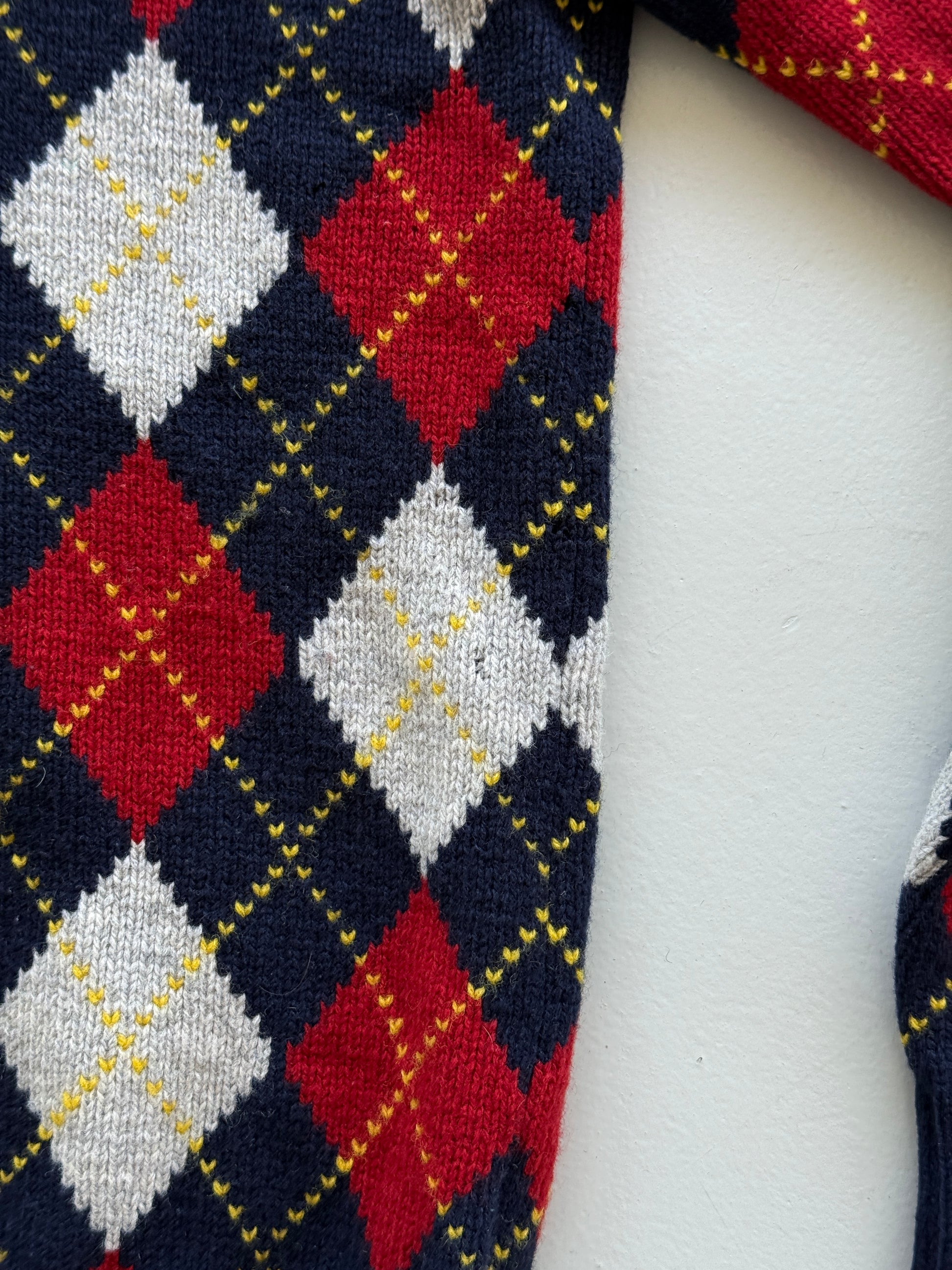 Red Argyle Brooks Brothers 00's Vintage Wool Knit Jumper - Medium