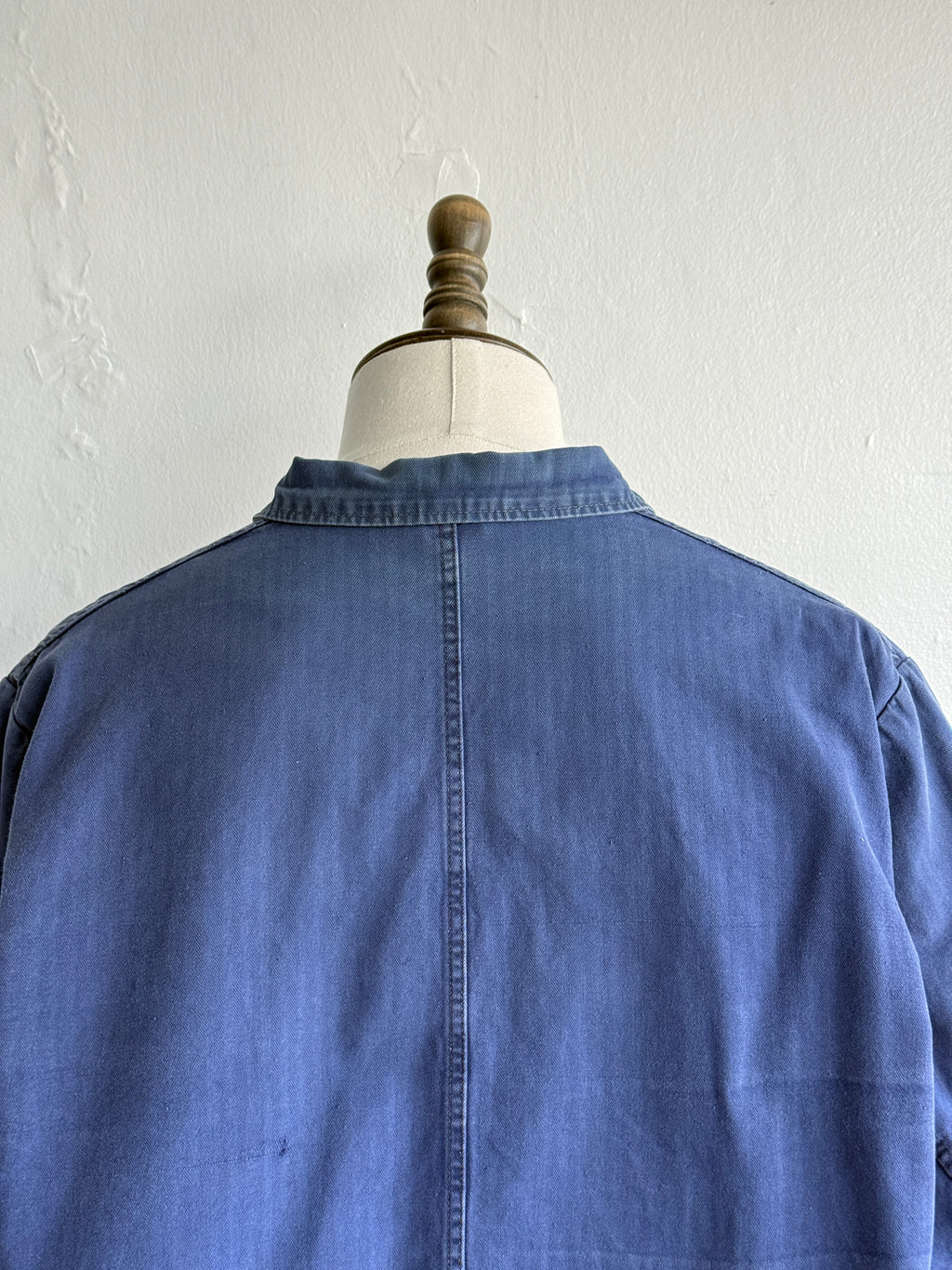 Blue Herringbone Cotton Vintage Workwear Chore Jacket CH499 - Large