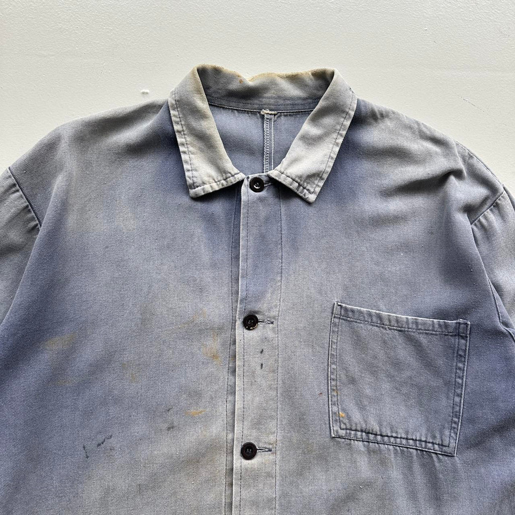 Faded Blue French Workwear 80’s Vintage Chore Jacket CH006 - Large