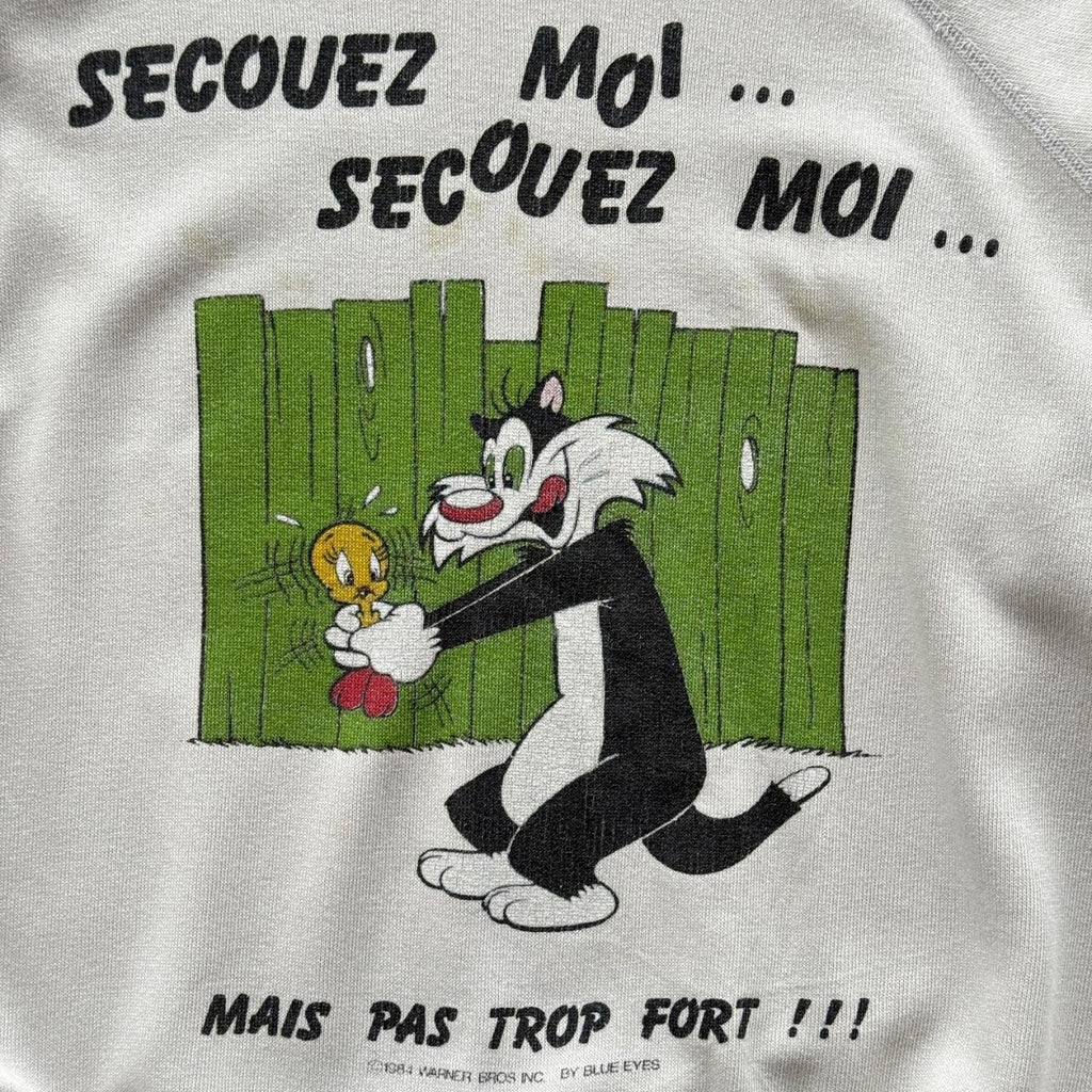 Cream 1984 Sylvester Tweety Warner Bros French Vintage Graphic Sweatshirt - Medium