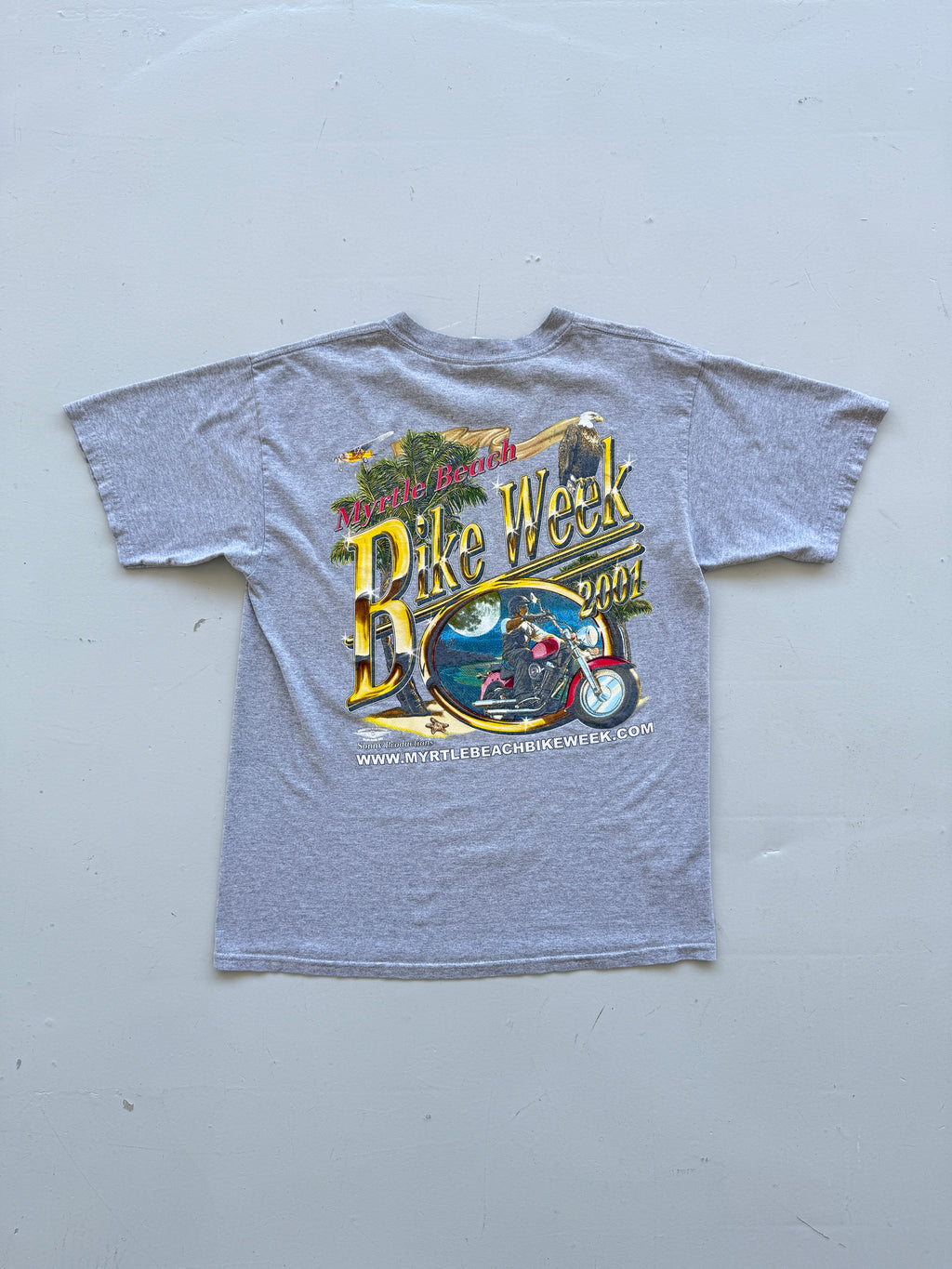 Grey Bike Week 00's Vintage Myrtle Beach Tourist T-Shirt - Large