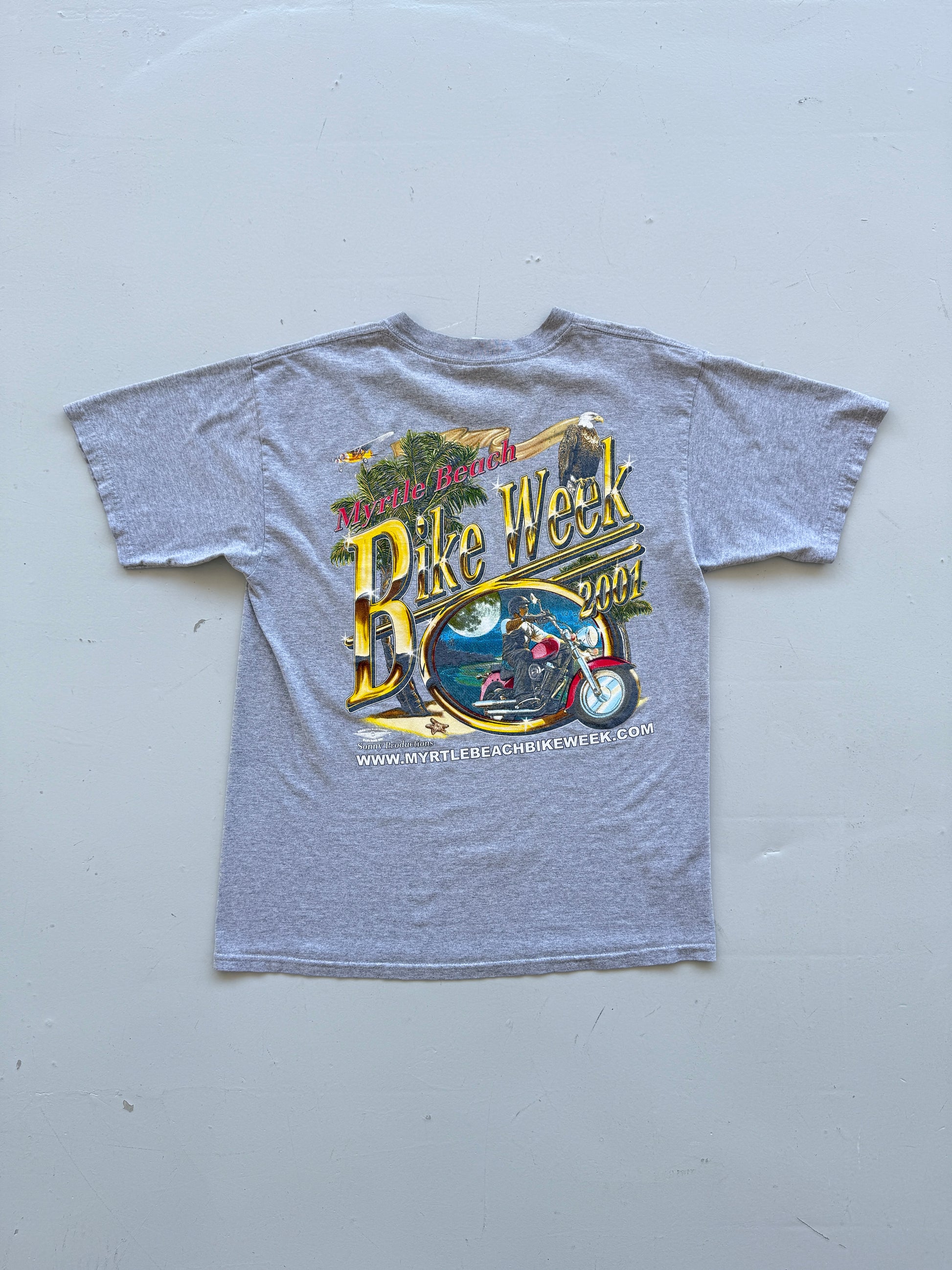 Grey Bike Week 00's Vintage Myrtle Beach Tourist T-Shirt - Large